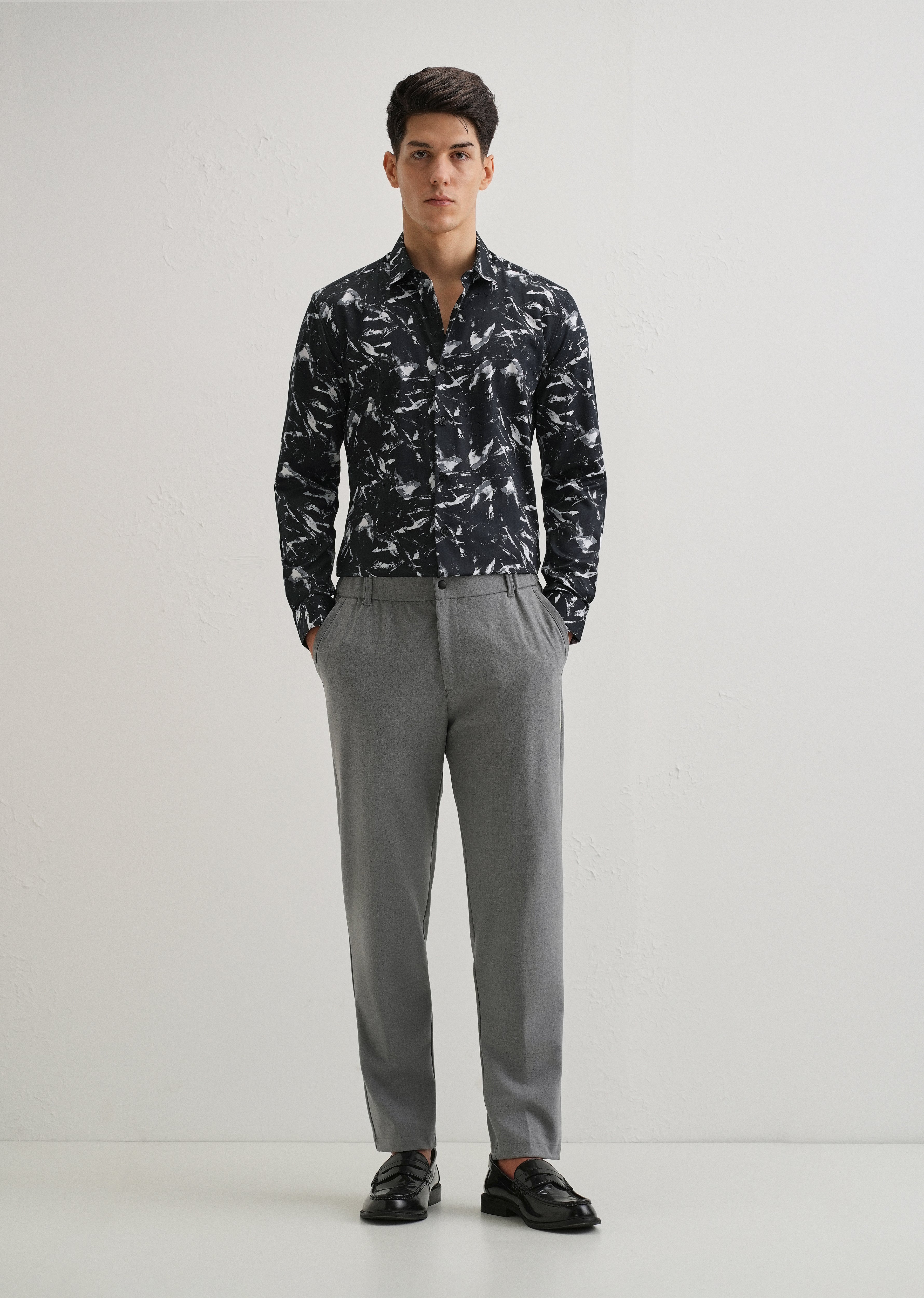 Marble Black Printed Shirt