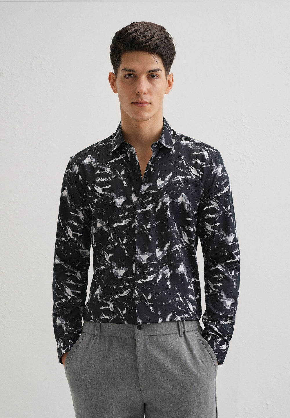 Marble Black Printed Shirt