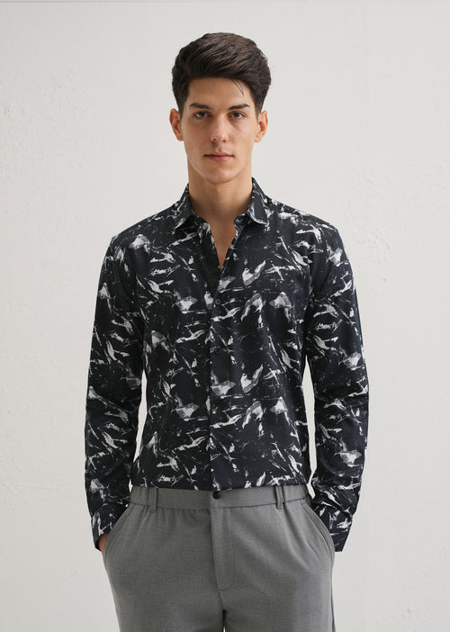 Marble Black Printed Shirt