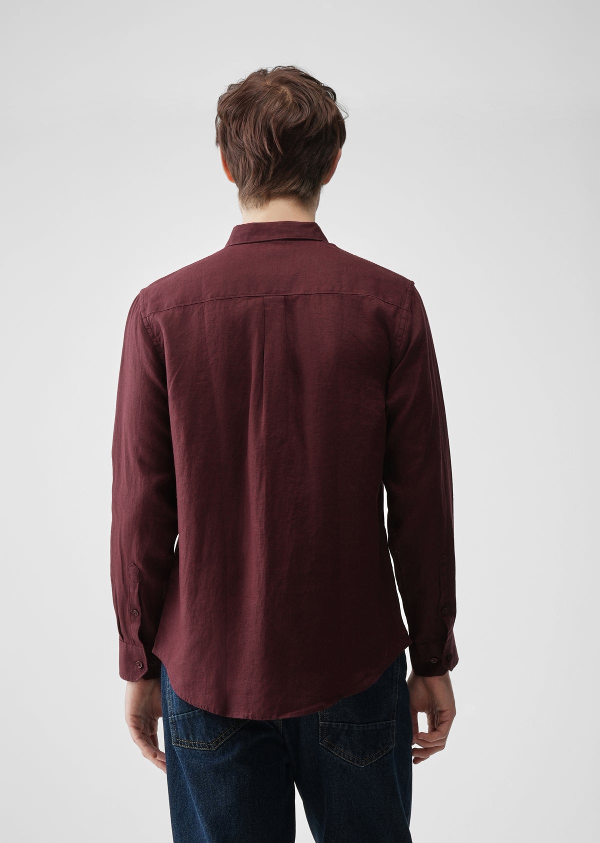 Maroon 100% Pure Linen Shirt