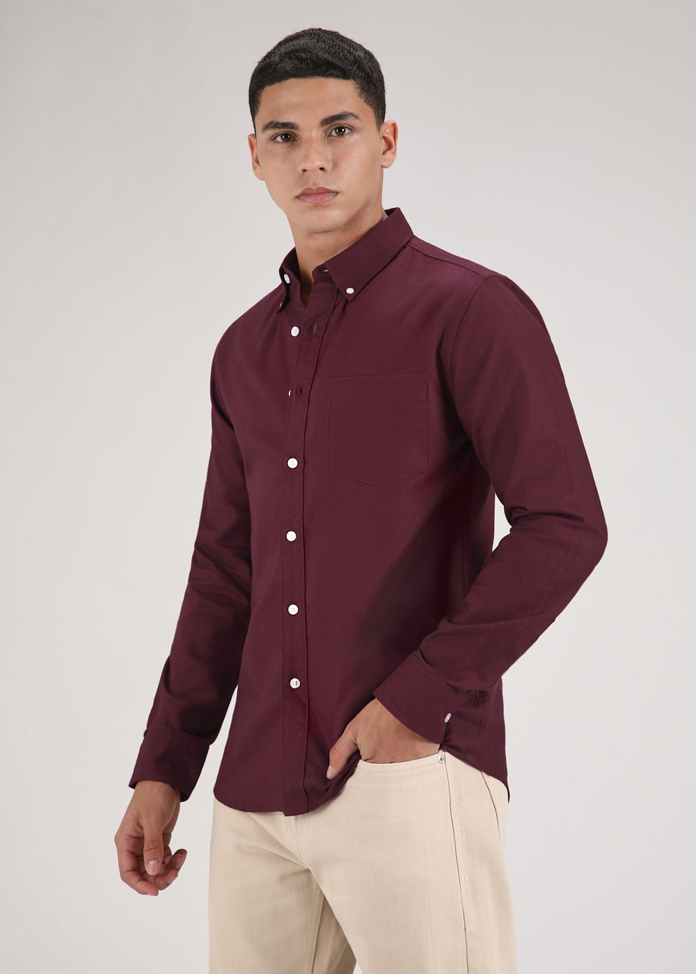 Maroon Cotton Oxford Shirt