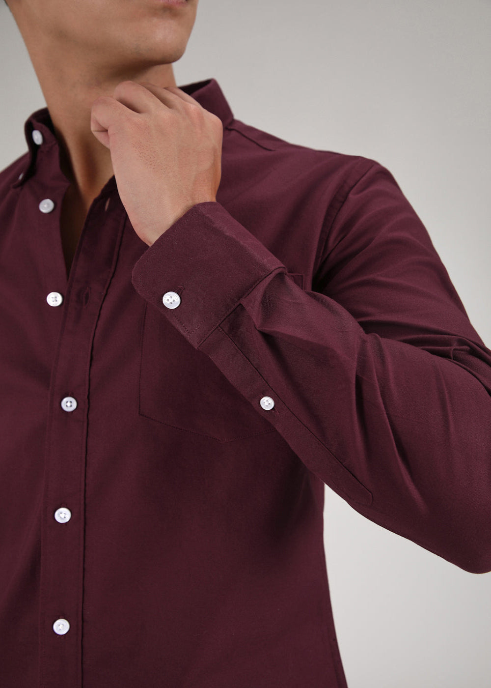 Maroon Cotton Oxford Shirt