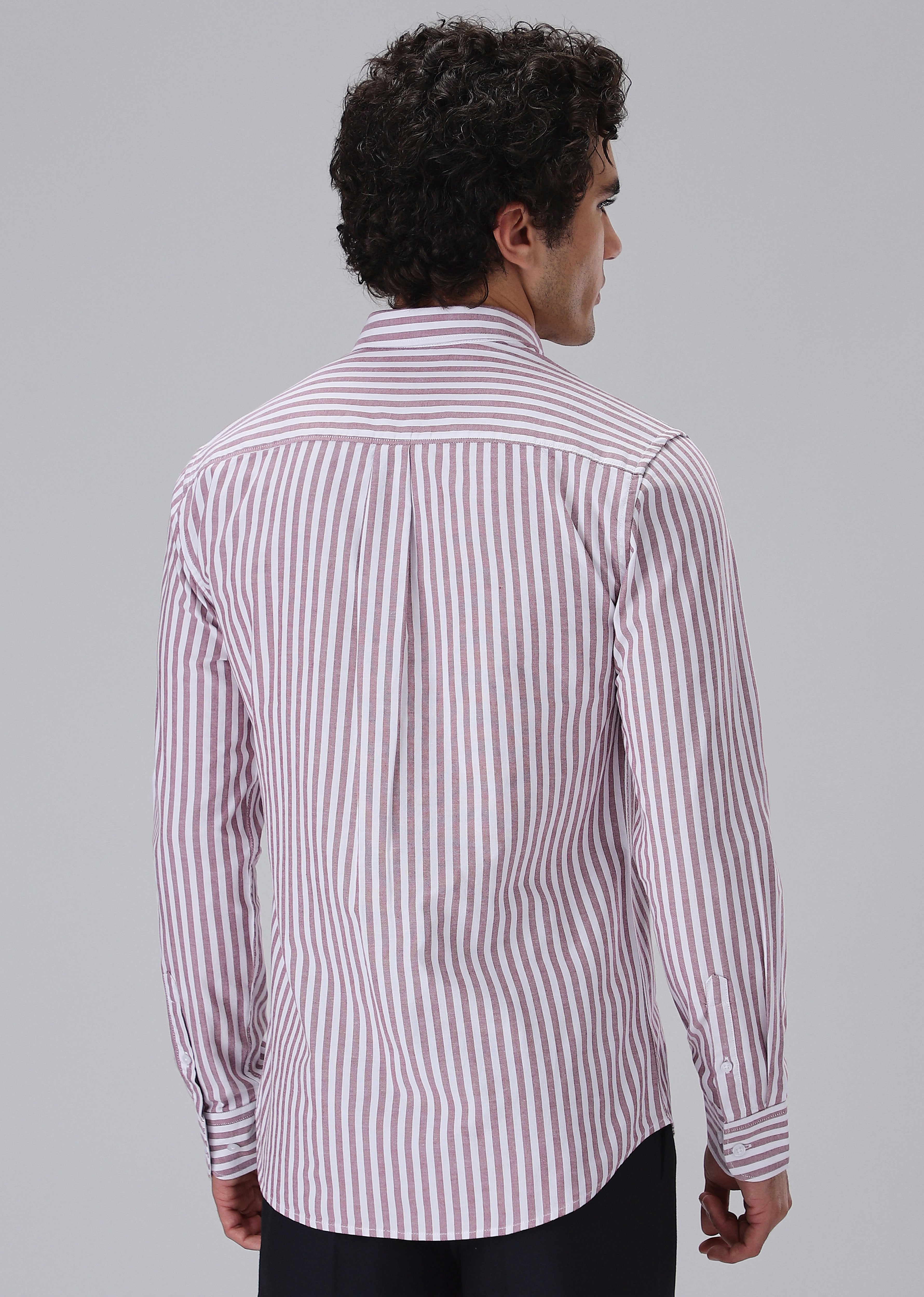 Maroon Cotton Oxford Stripe Shirt