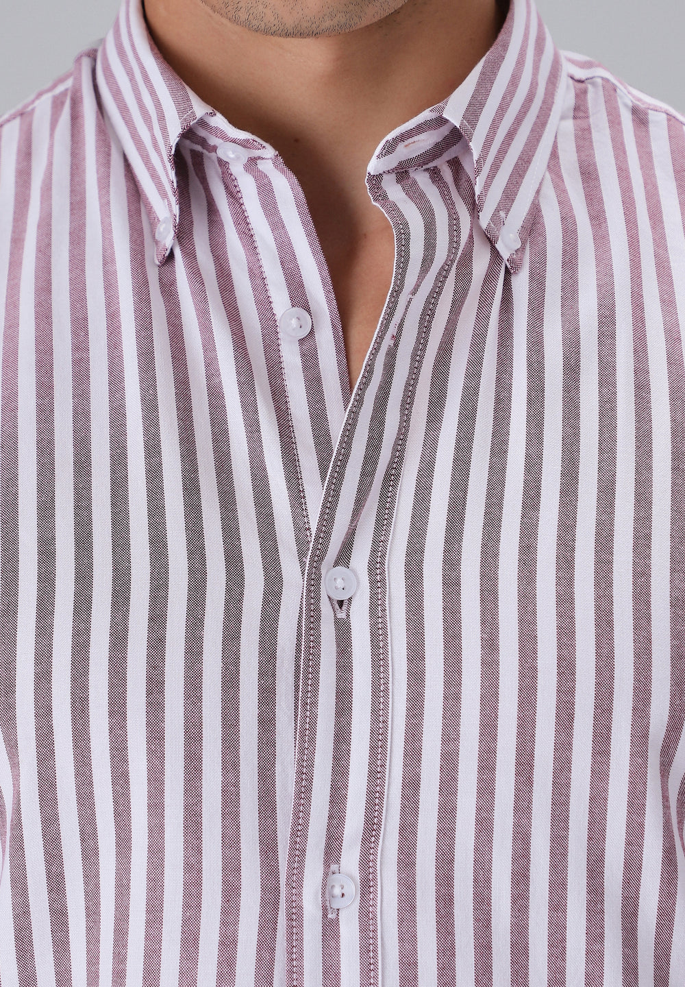 Maroon Cotton Oxford Stripe Shirt