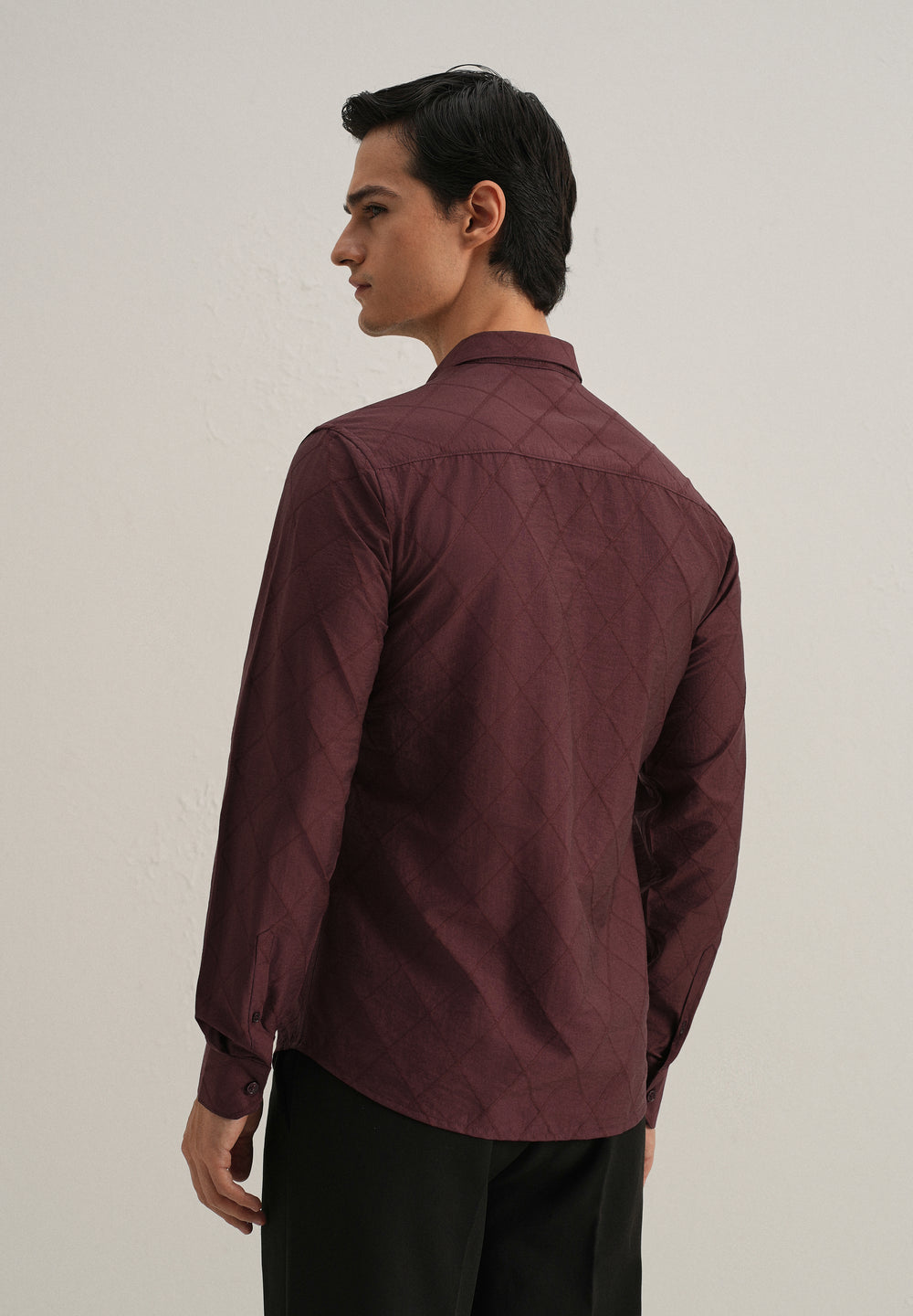 Maroon Diamond Self Pattern Shirt