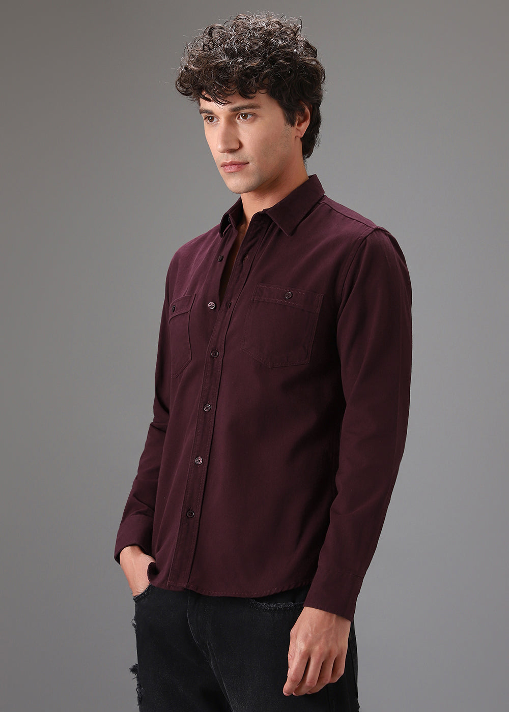 Maroon Double Pocket Shirt