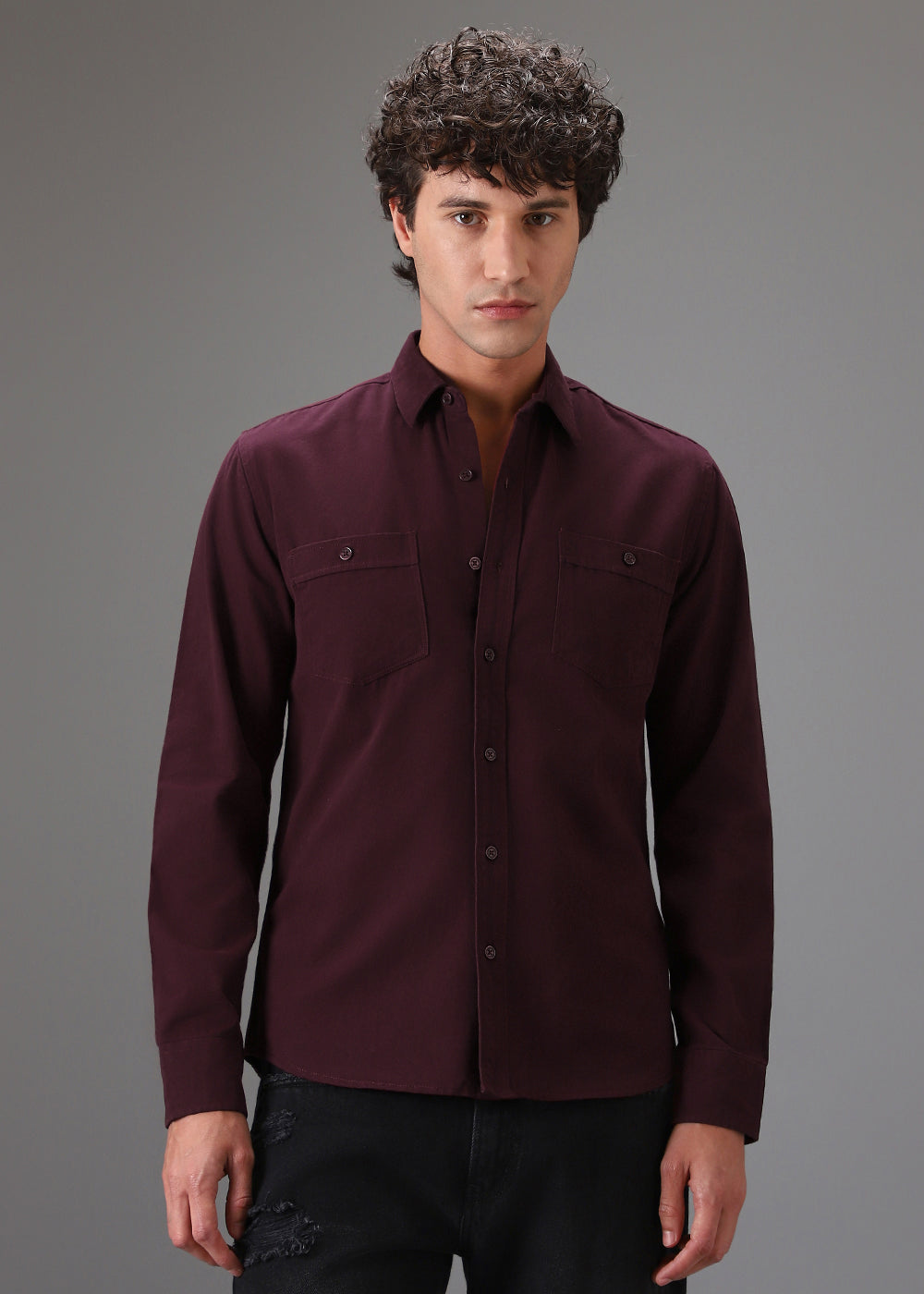 Maroon Double Pocket Shirt