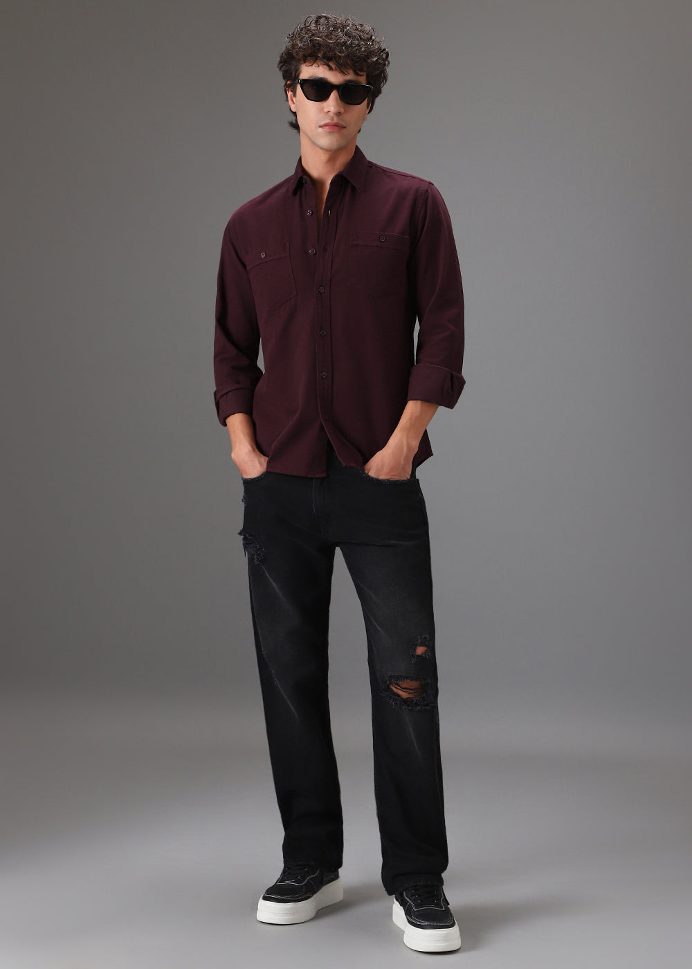 Maroon Double Pocket Shirt