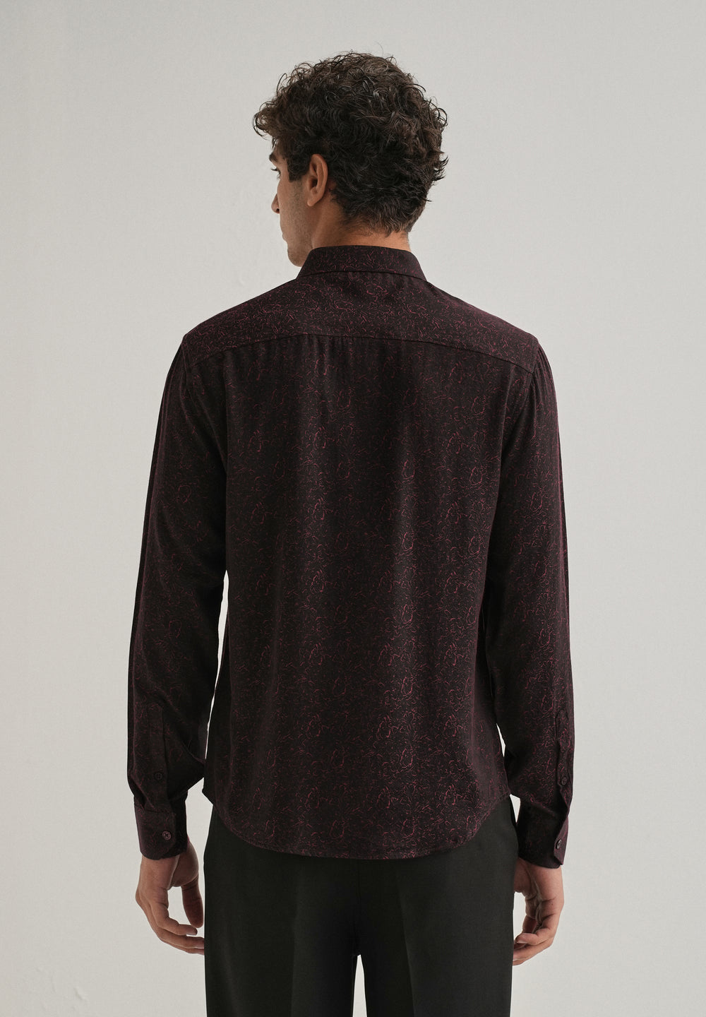 Maroon Floral Jacquard Shirt