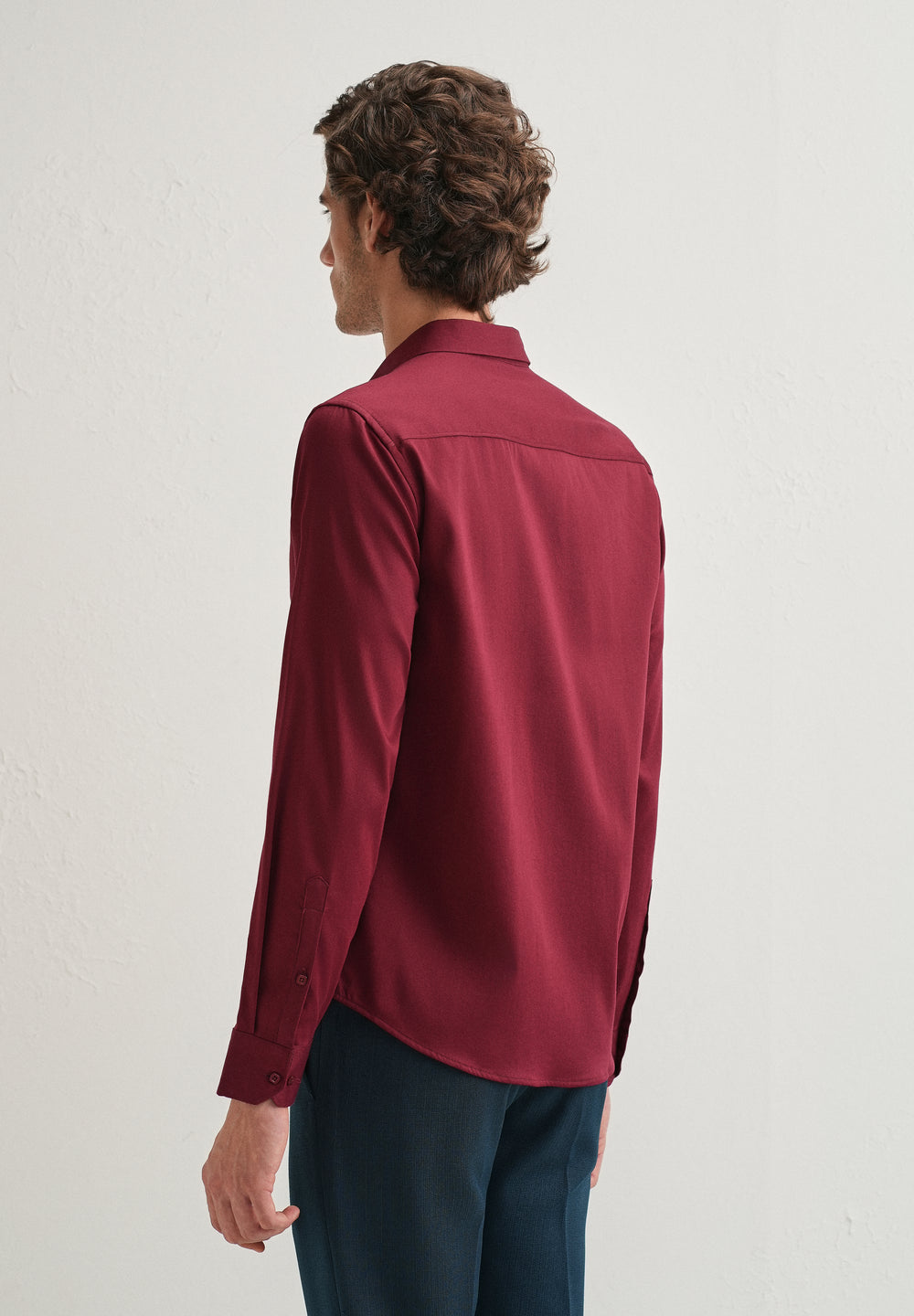 Maroon Front Panel Open Pleat Shirt