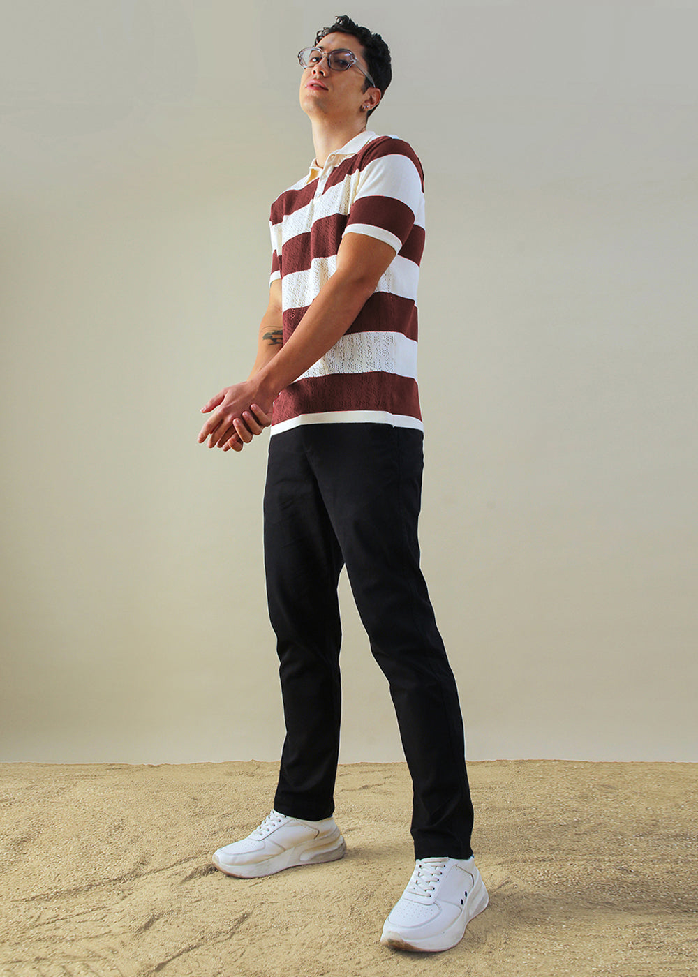 Maroon Knitted Polo T-shirt