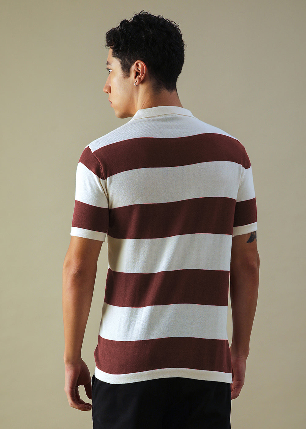 Maroon Knitted Polo T-shirt