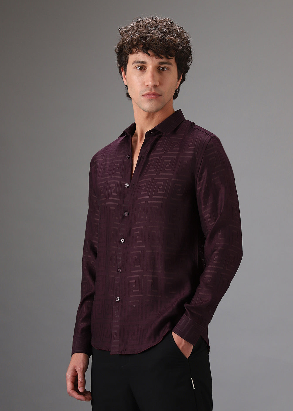 Maroon Laser Cut Shirt