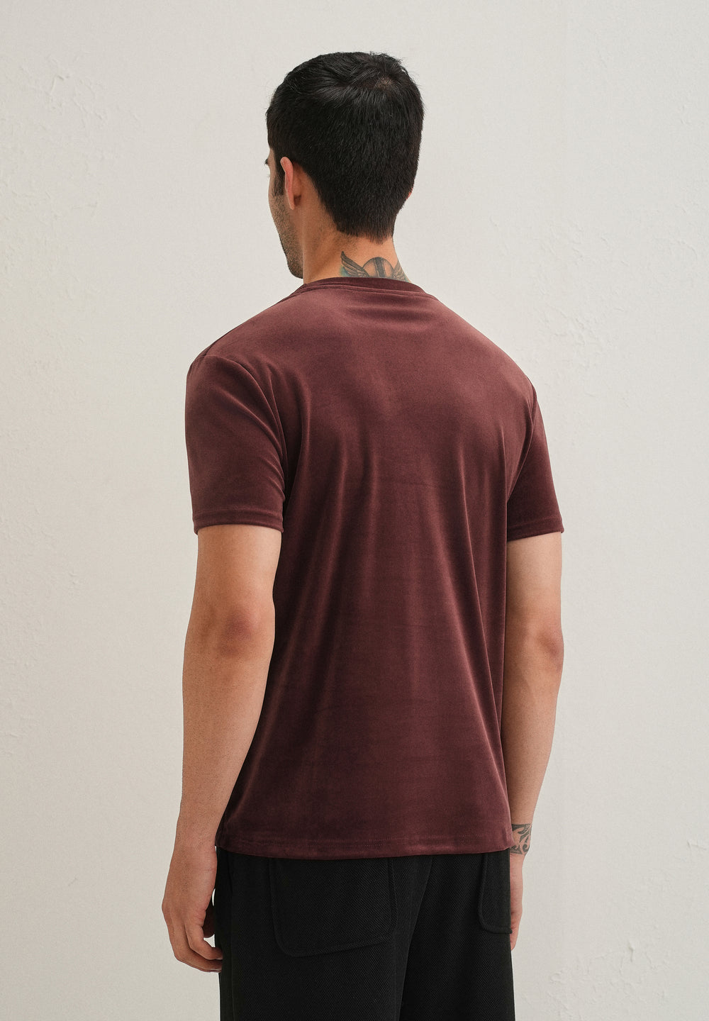 Maroon Plain Suede T-shirt