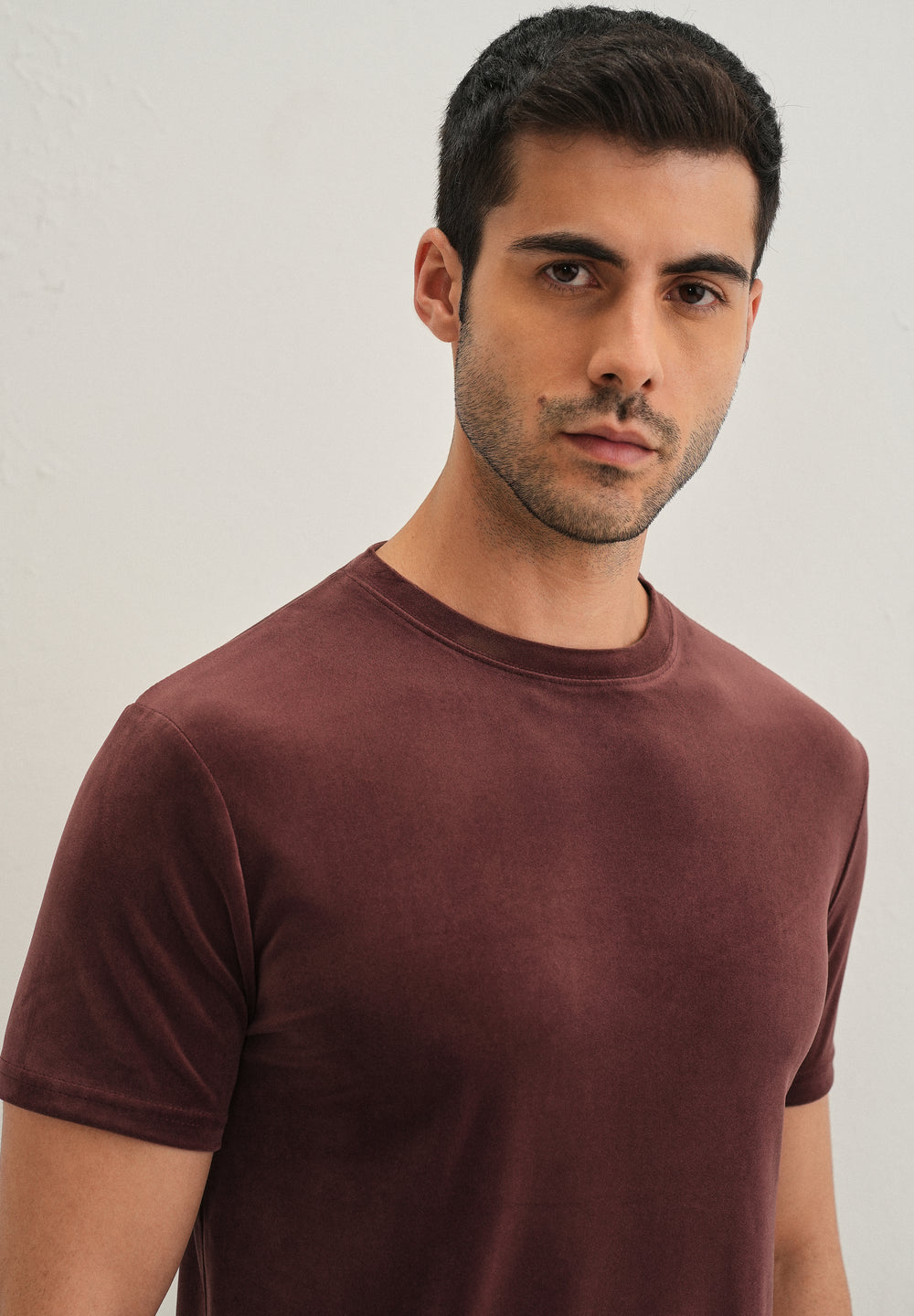 Maroon Plain Suede T-shirt