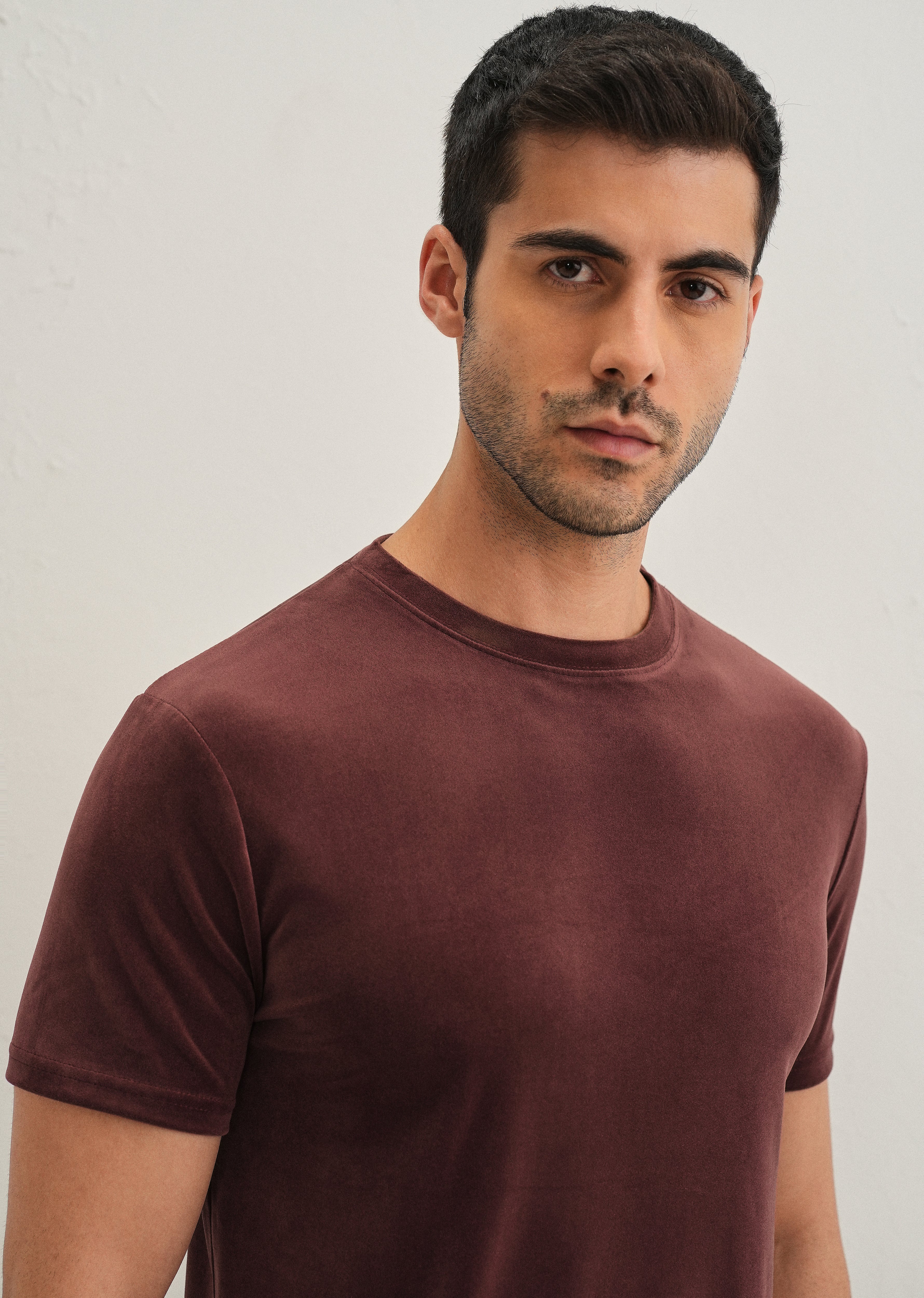 Maroon Plain Suede T-shirt