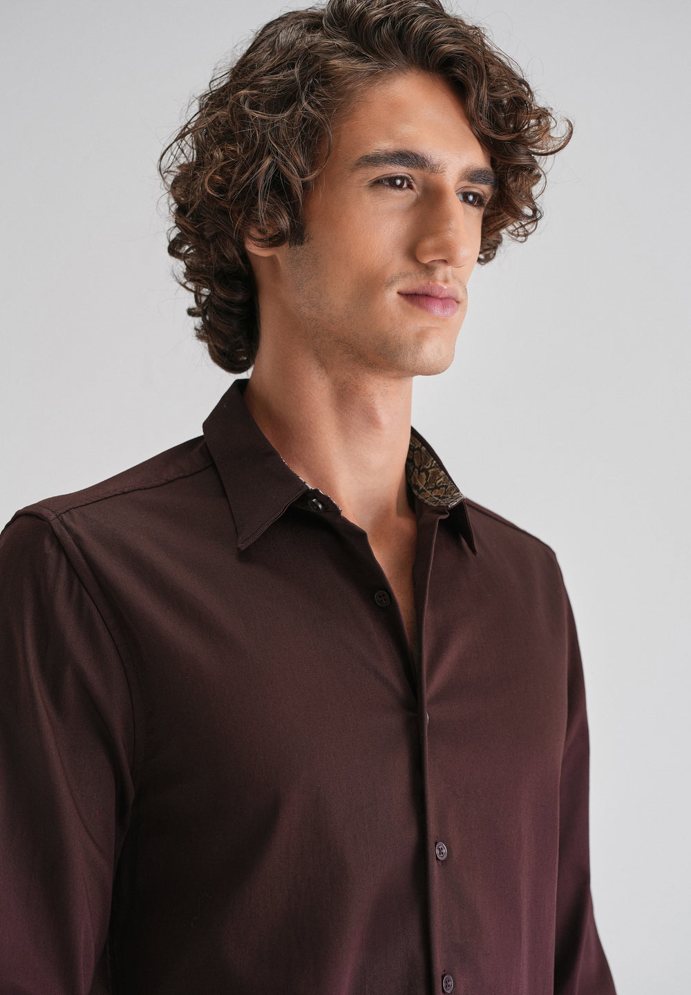Maroon Printed Cuff Shirt