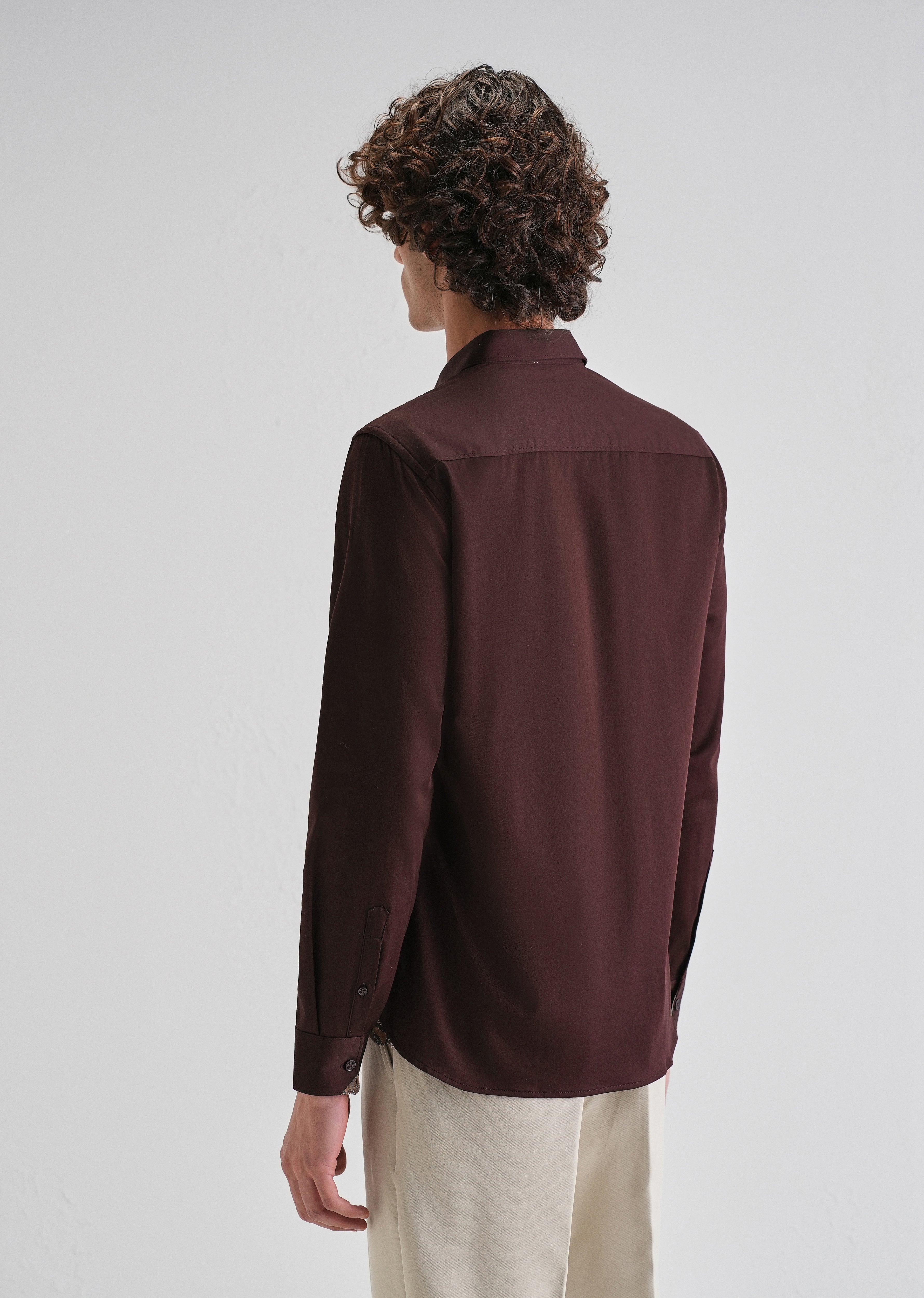 Maroon Printed Cuff Shirt