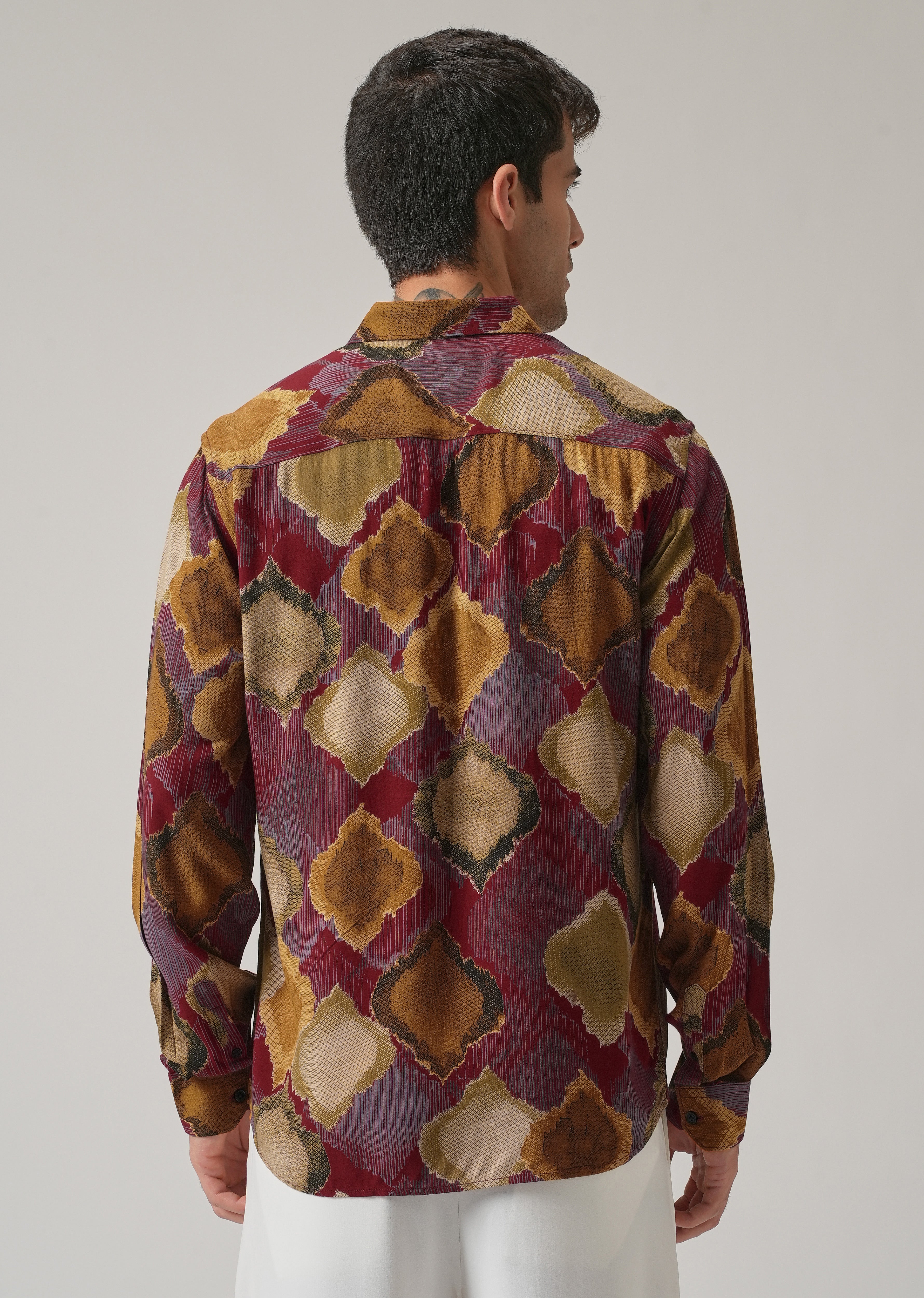 Maroon Rustic Print Feather Shirt