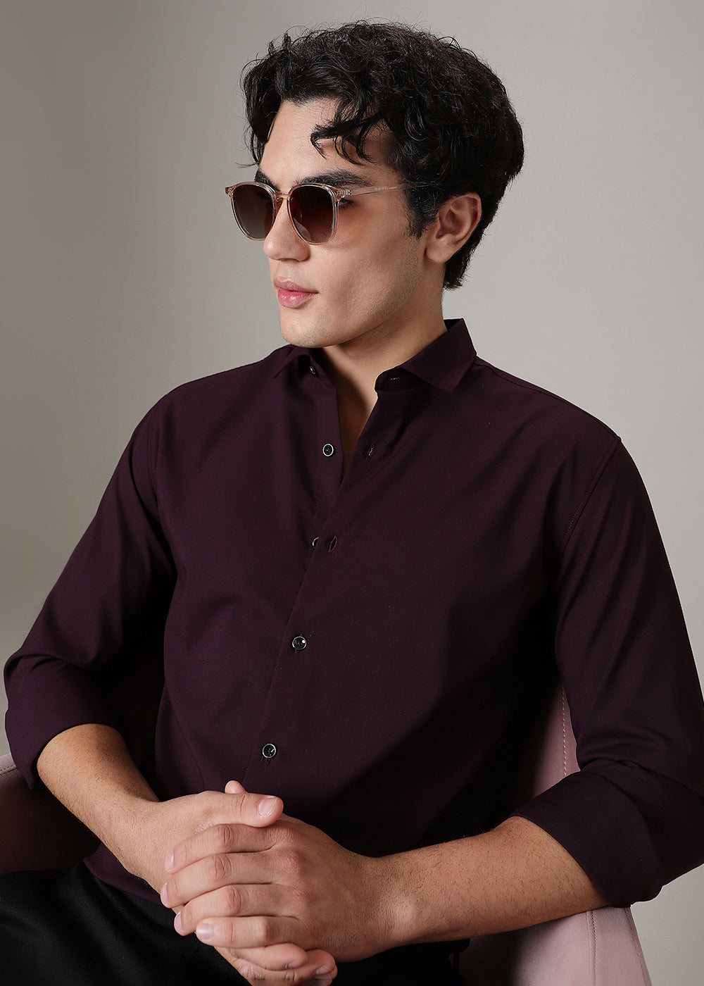 Maroon Wrinkle Free Shirt