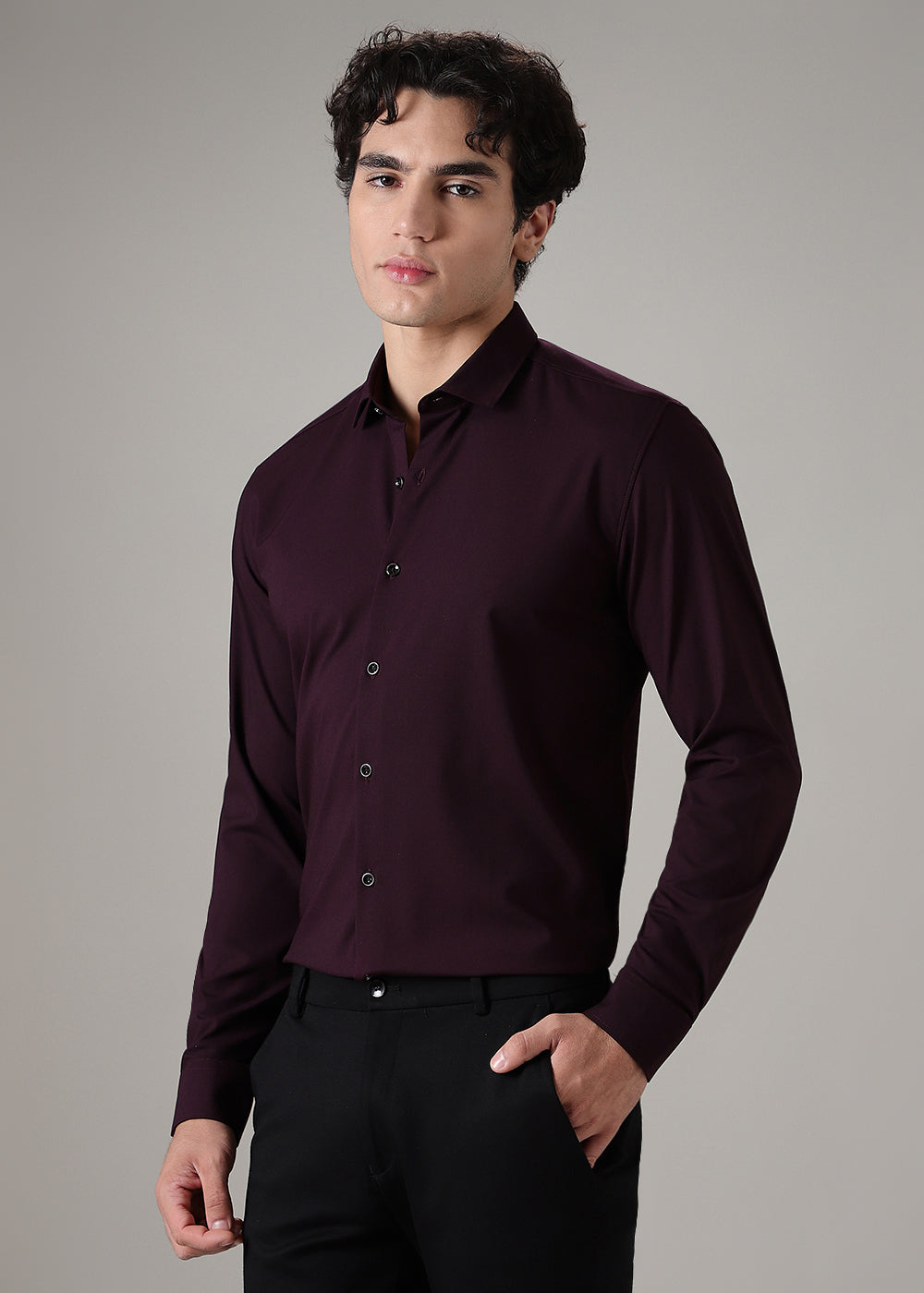 Maroon Wrinkle Free Shirt