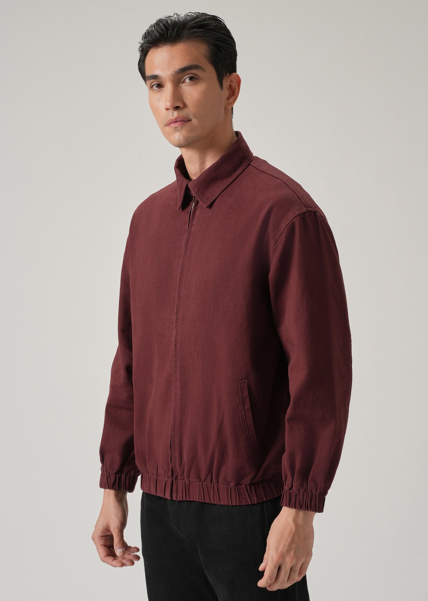 Maroon Zip-Up Leather Jacket
