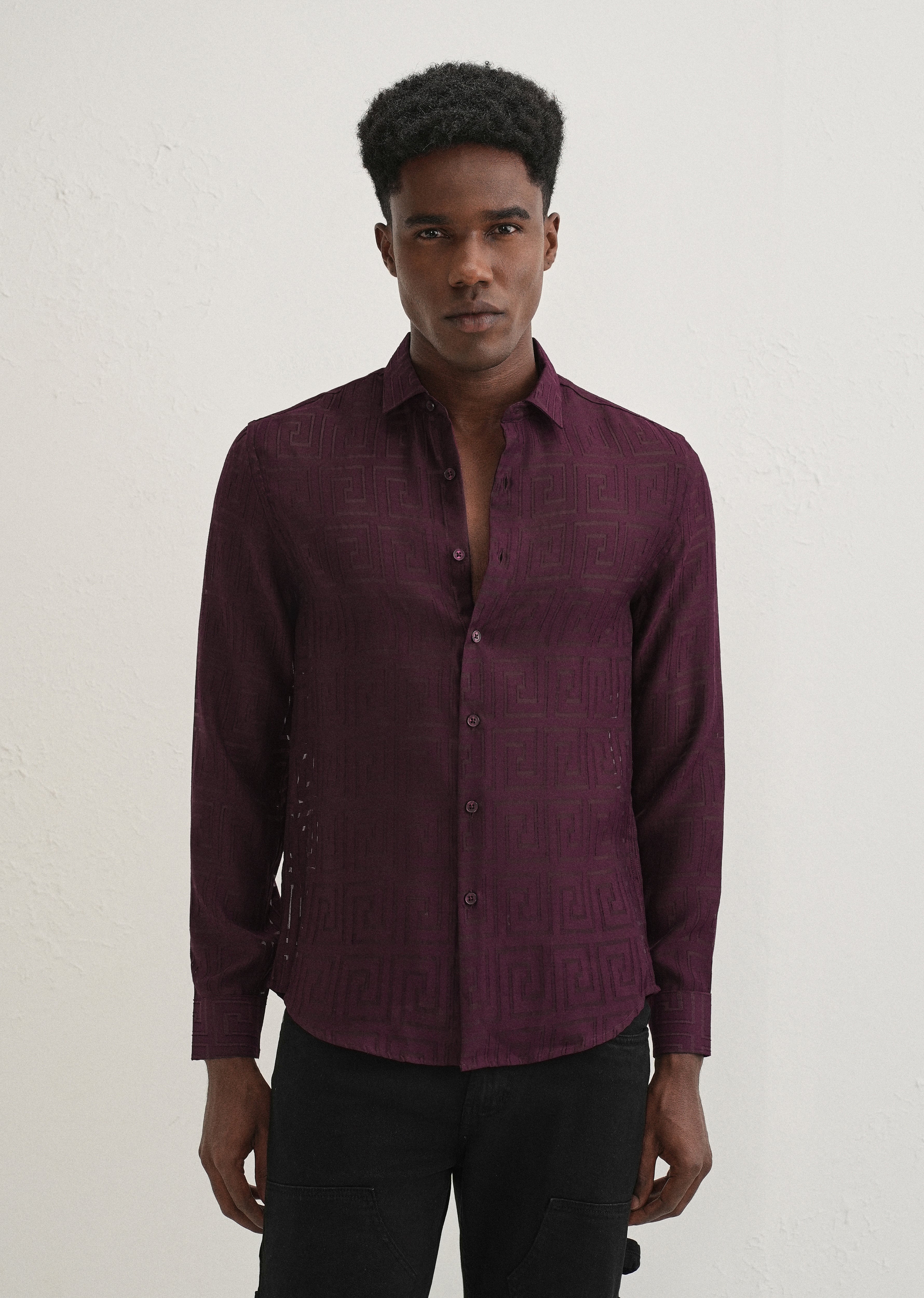 Maroon Laser Cut Shirt