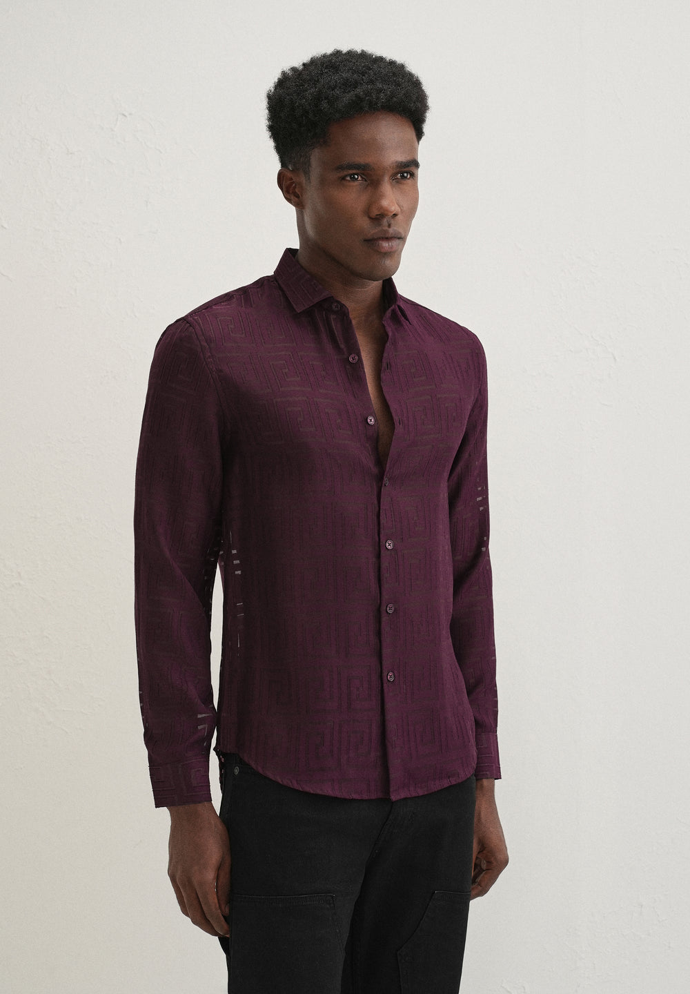 Maroon Laser Cut Shirt