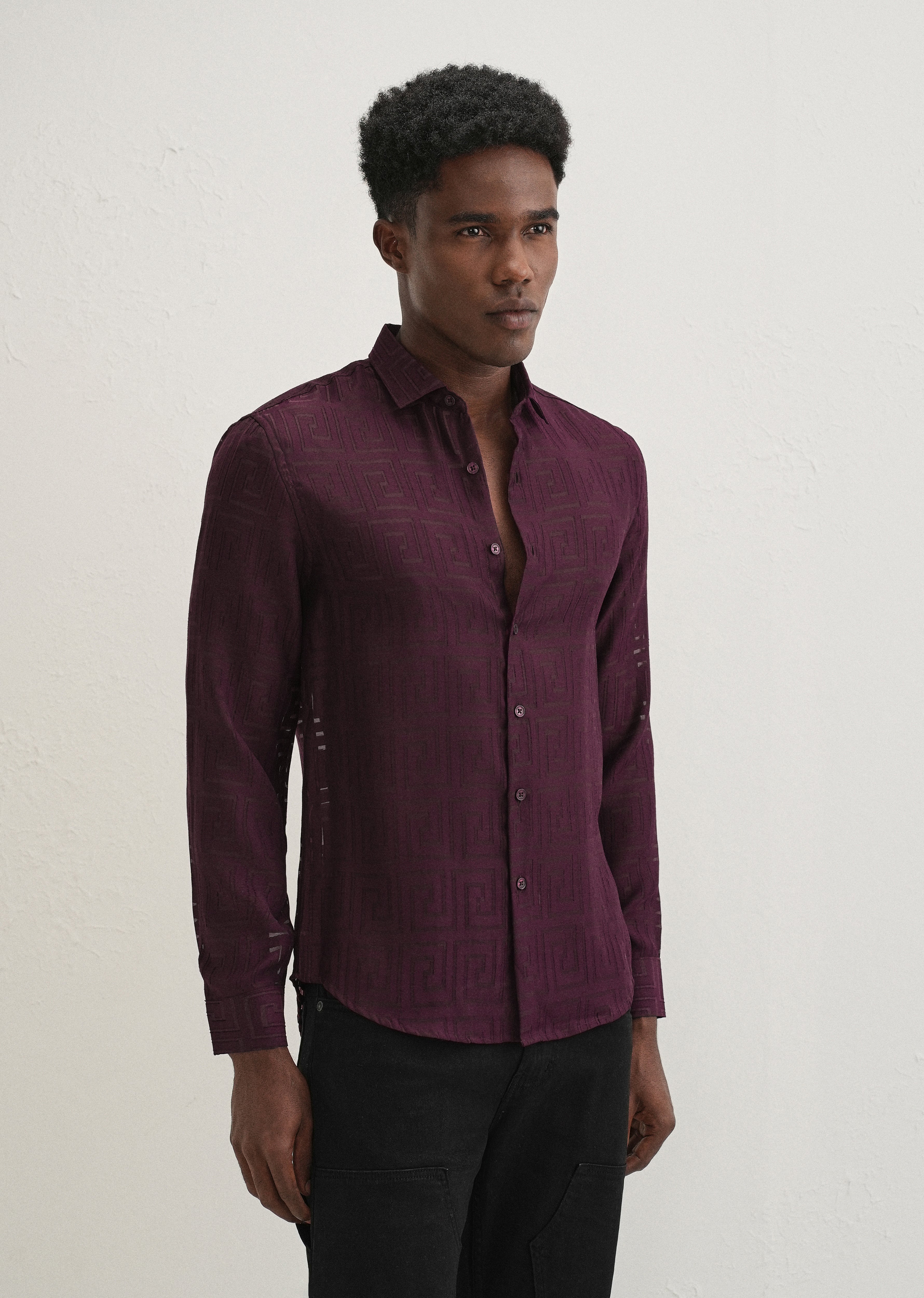 Maroon Laser Cut Shirt