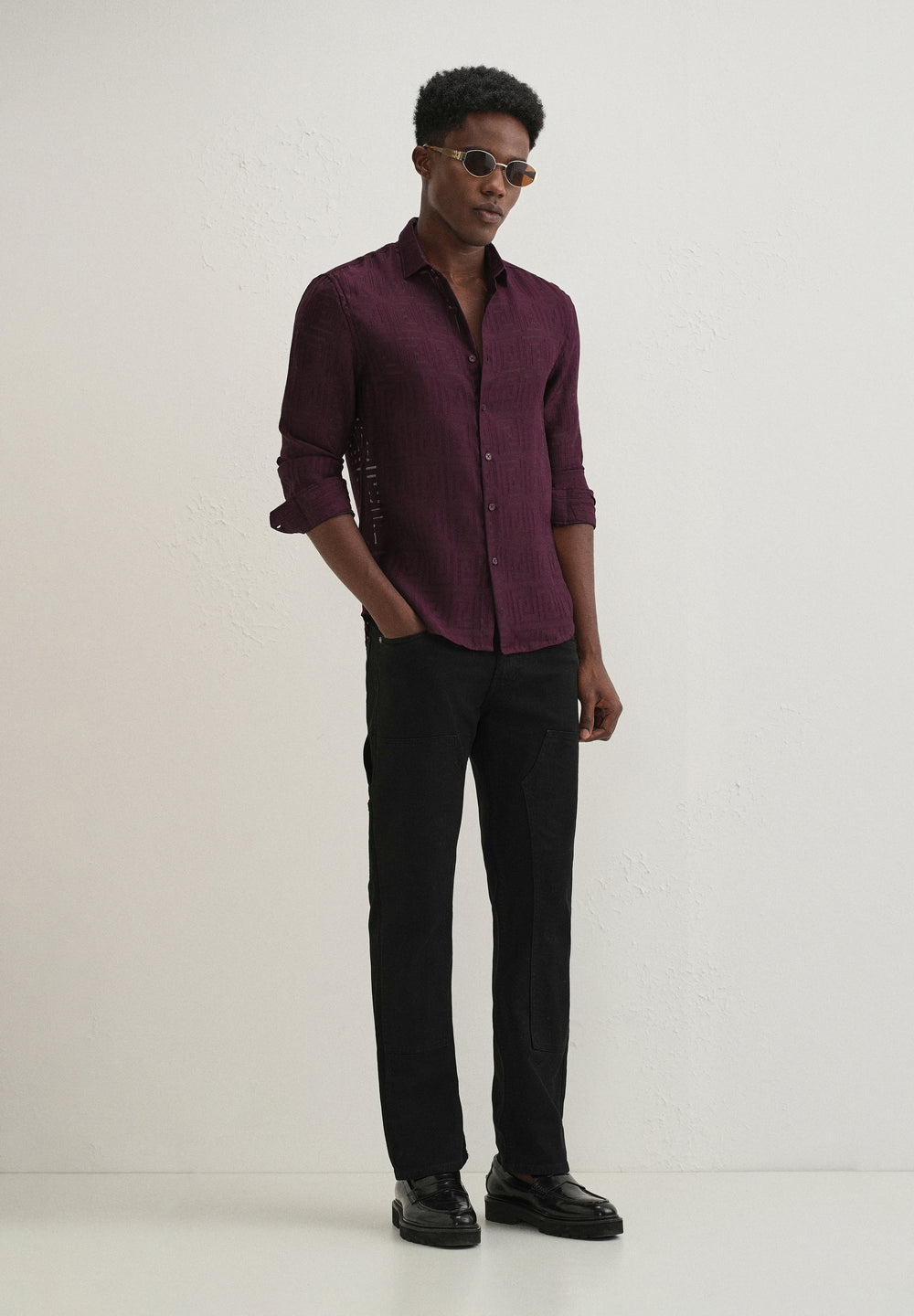 Maroon Laser Cut Shirt