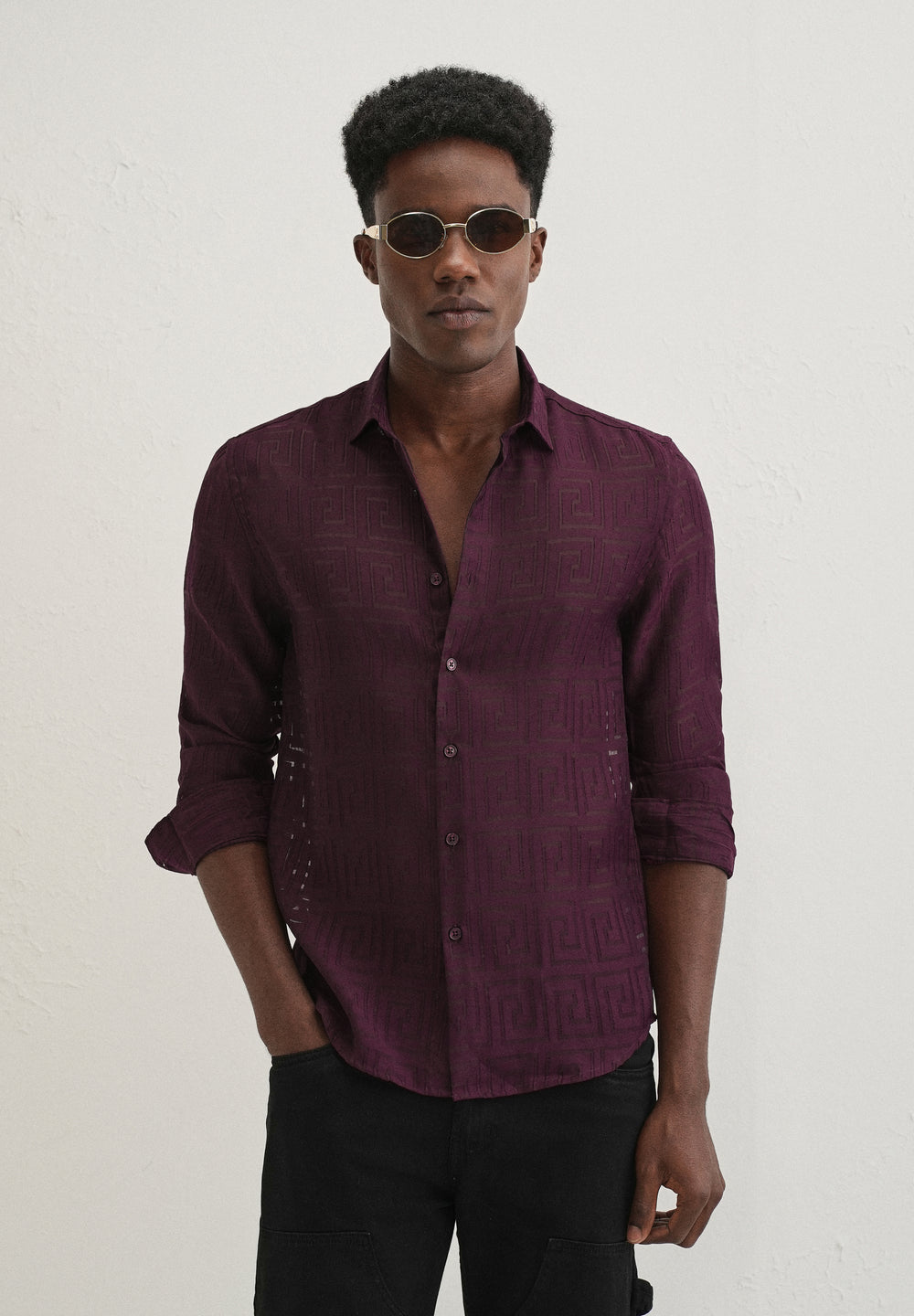 Maroon Laser Cut Shirt