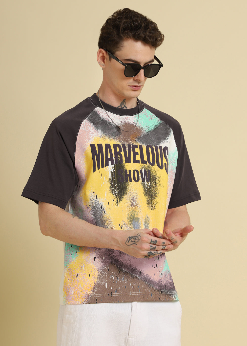 Marvellous Raglan Sleeve Violet Oversized T-shirt
