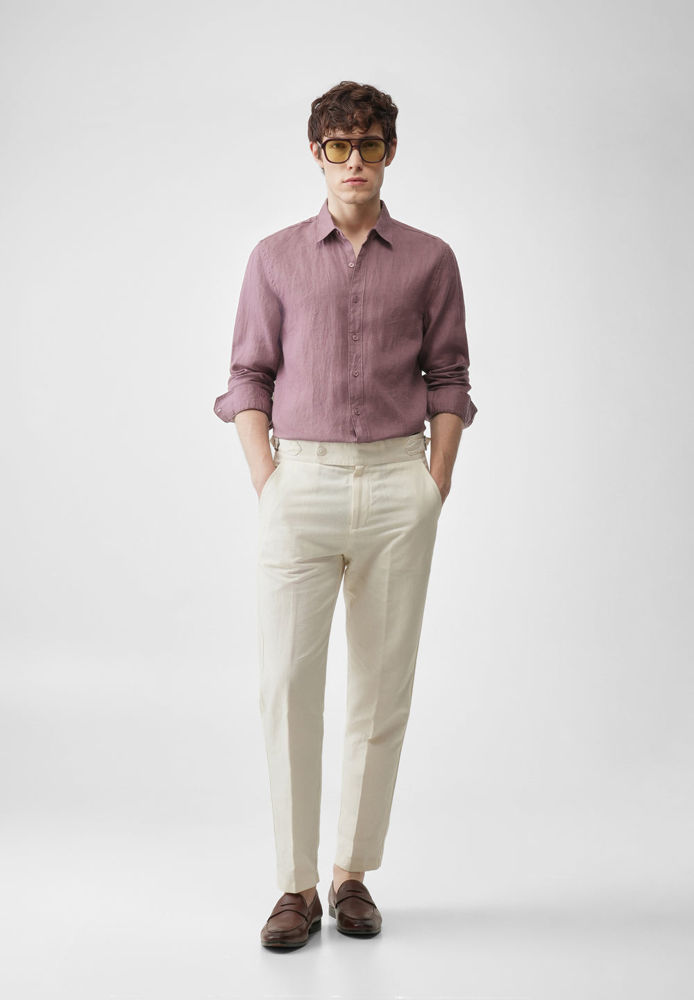 Mauve 100% Pure Linen Shirt