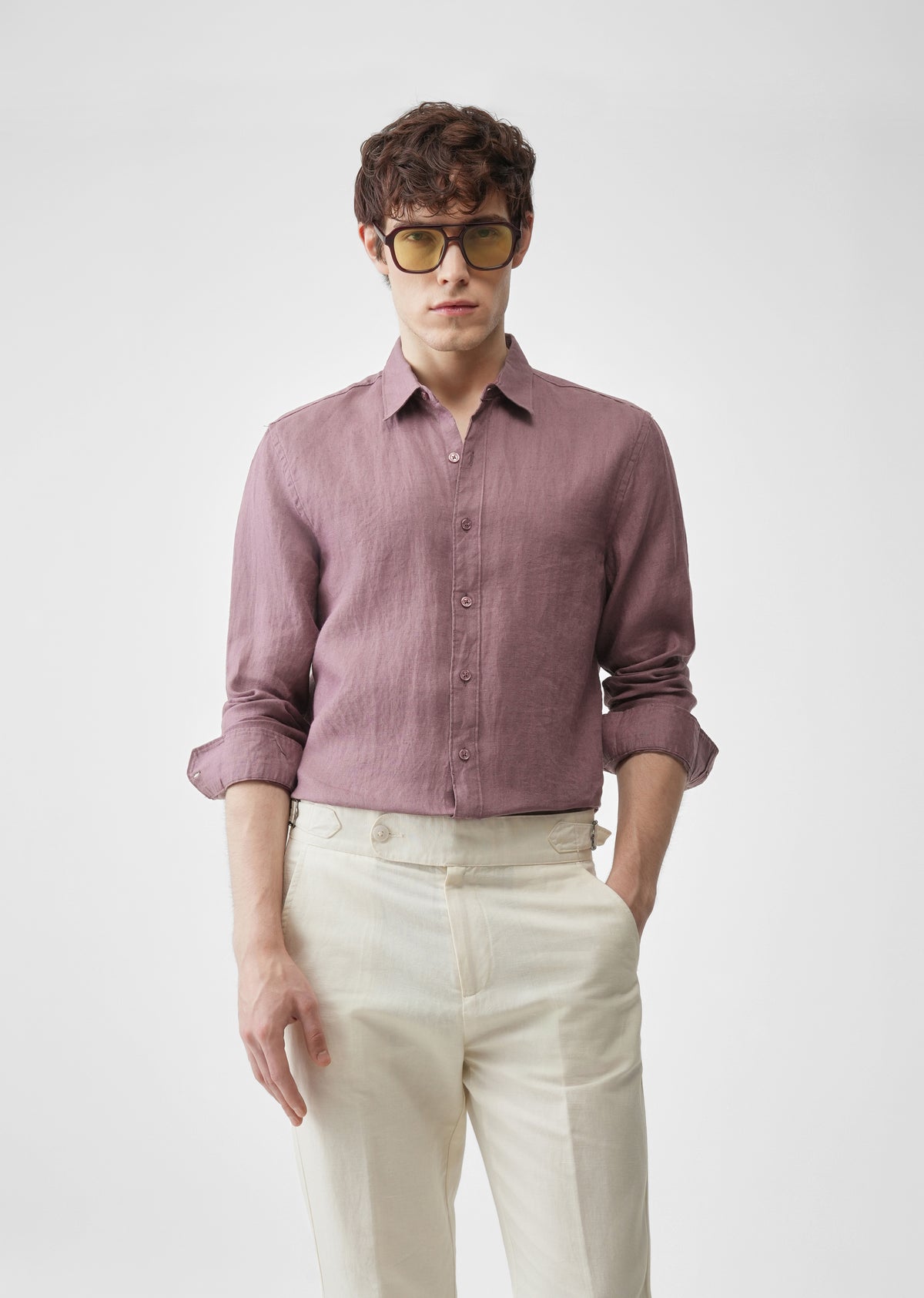 Mauve 100% Pure Linen Shirt