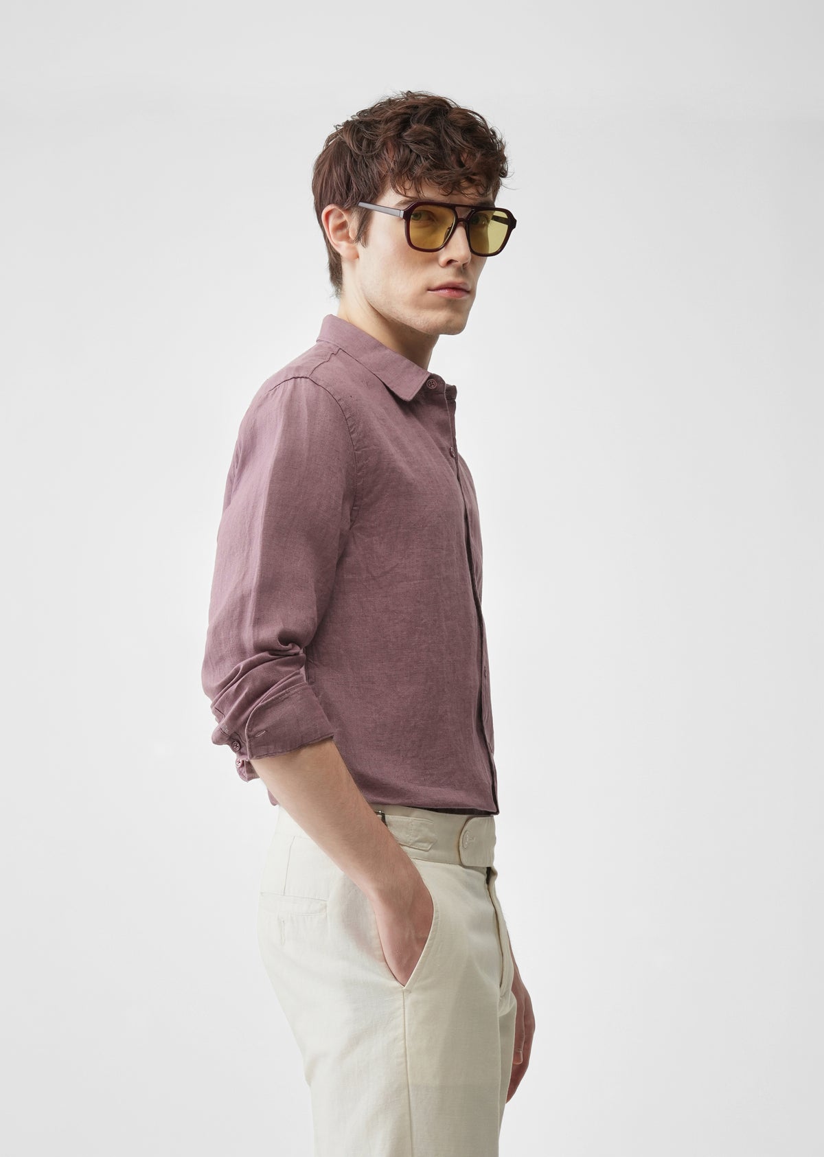 Mauve 100% Pure Linen Shirt
