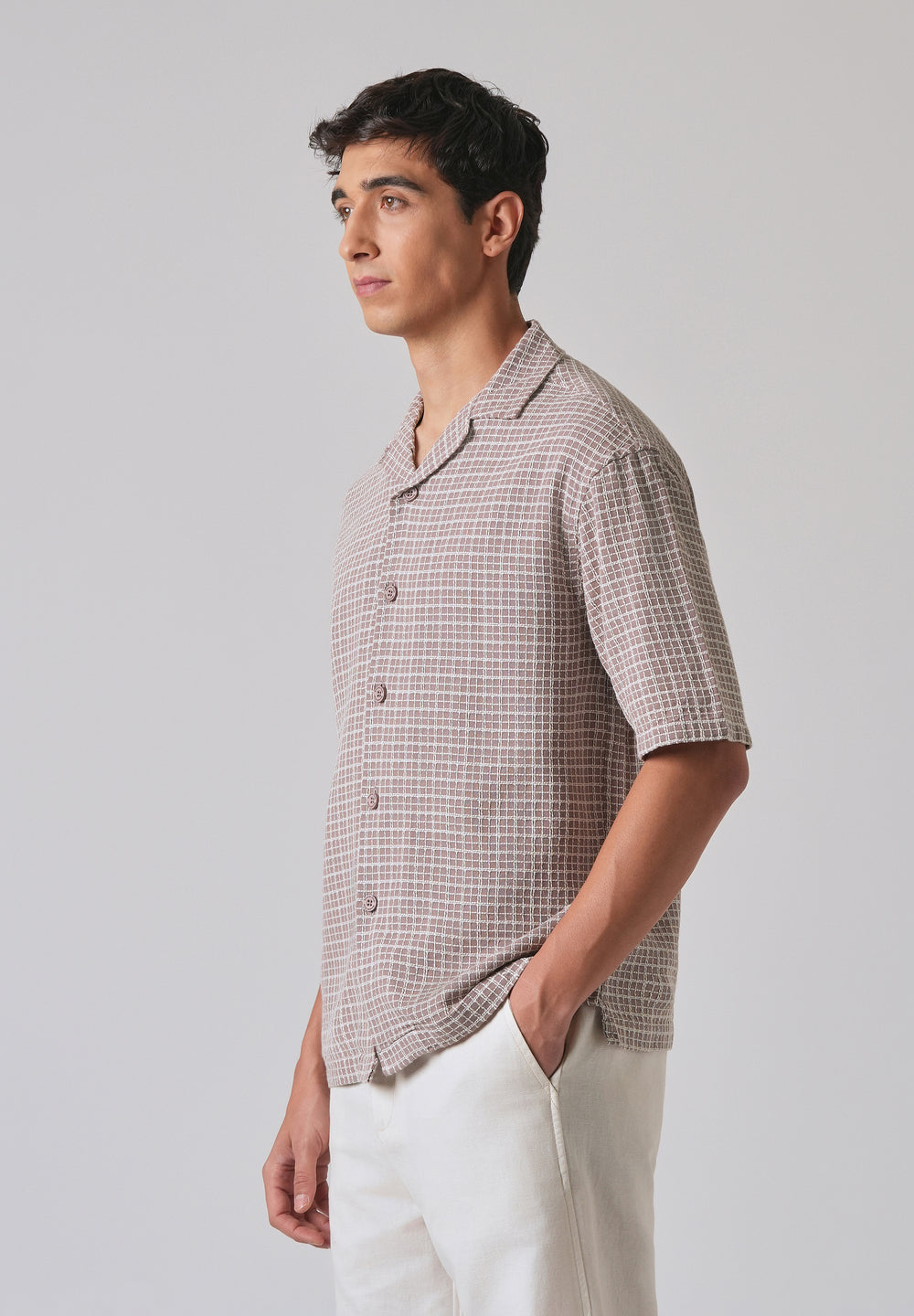Mauve Cotton Chenille Check Shirt