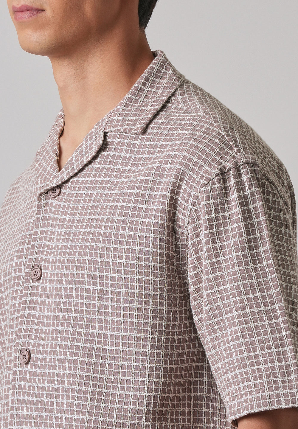 Mauve Cotton Chenille Check Shirt