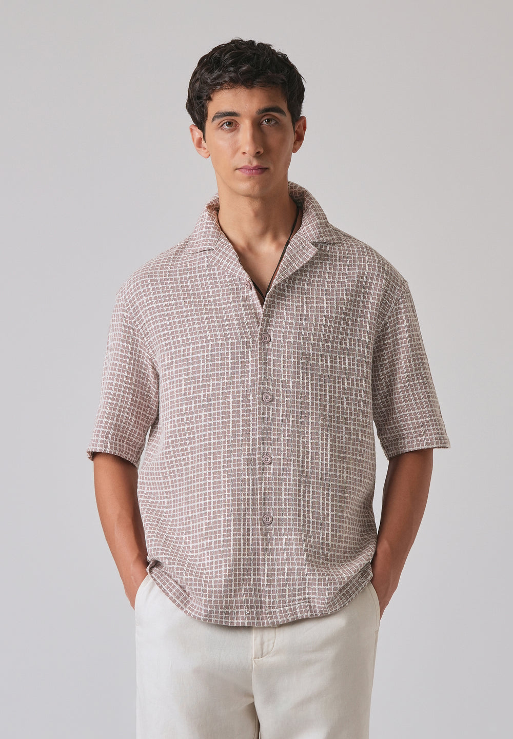 Mauve Cotton Chenille Check Shirt