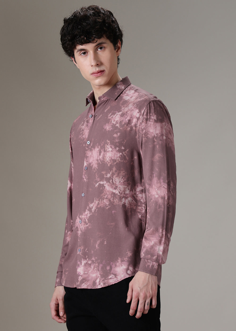 Mauve Pink Abstract Printed Shirt