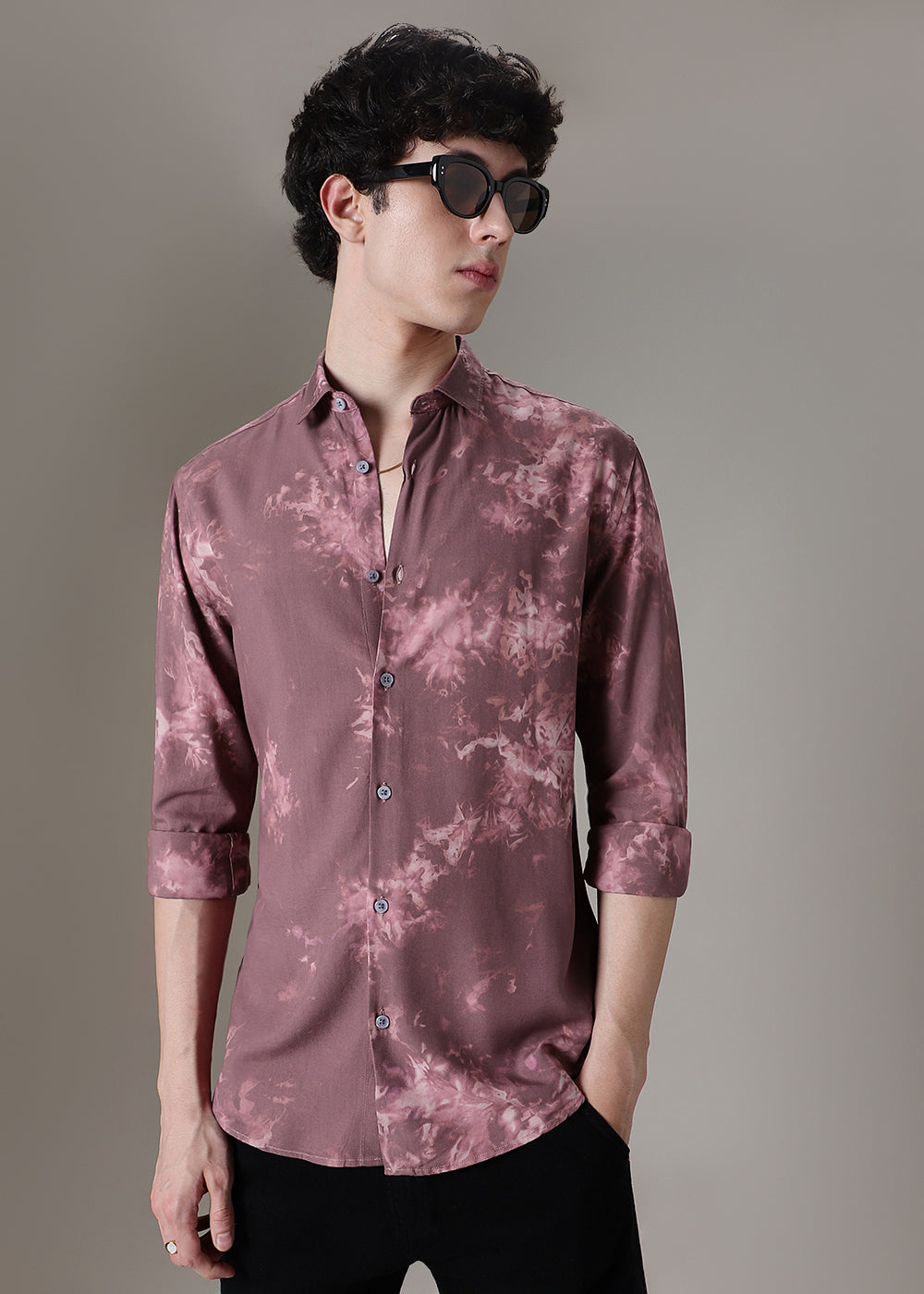 Mauve Pink Abstract Printed Shirt