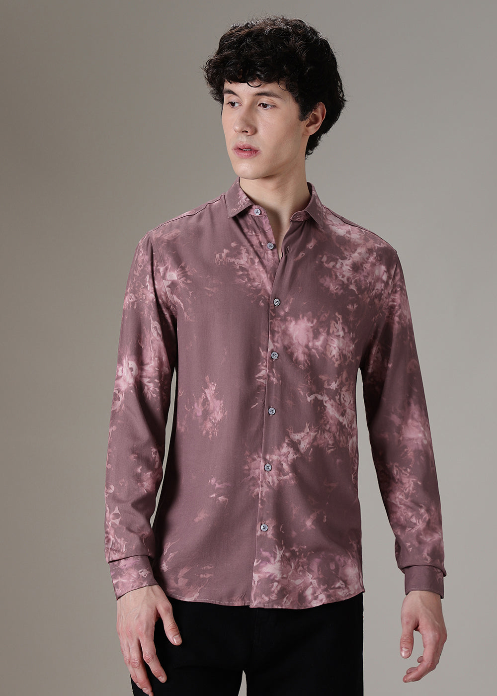 Mauve Pink Abstract Printed Shirt