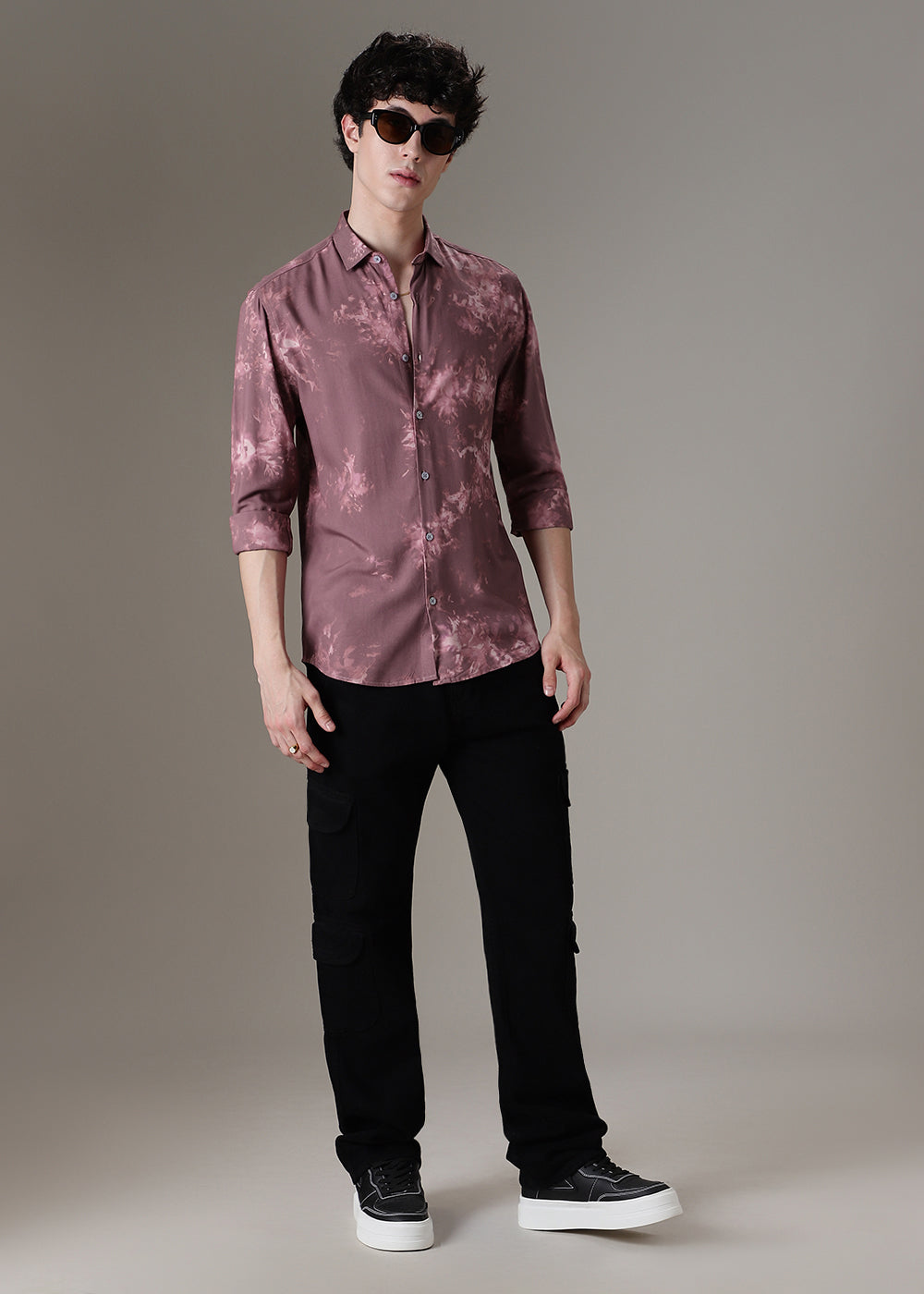 Mauve Pink Abstract Printed Shirt