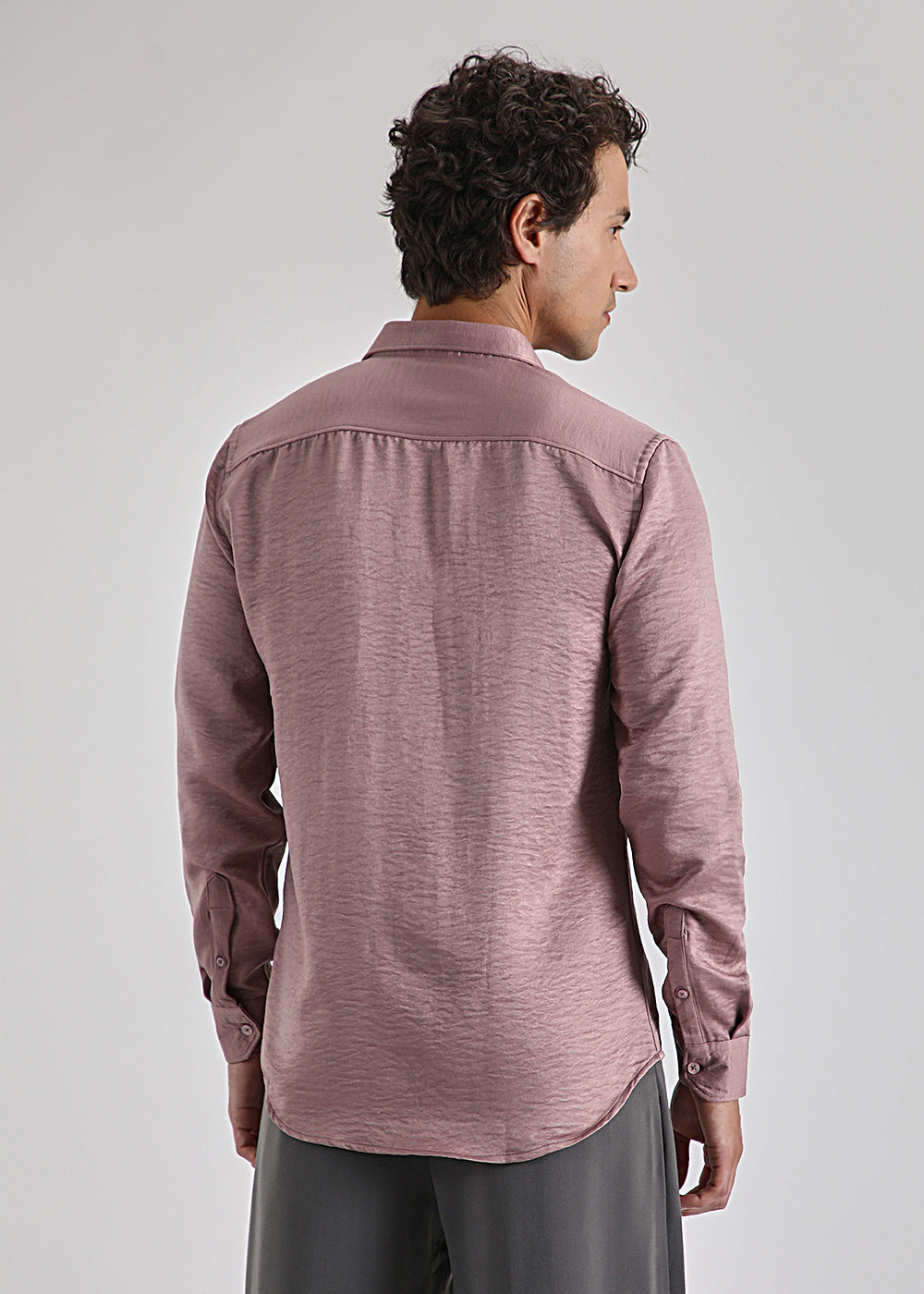 Mauve Pink Crushed Satin Shirt