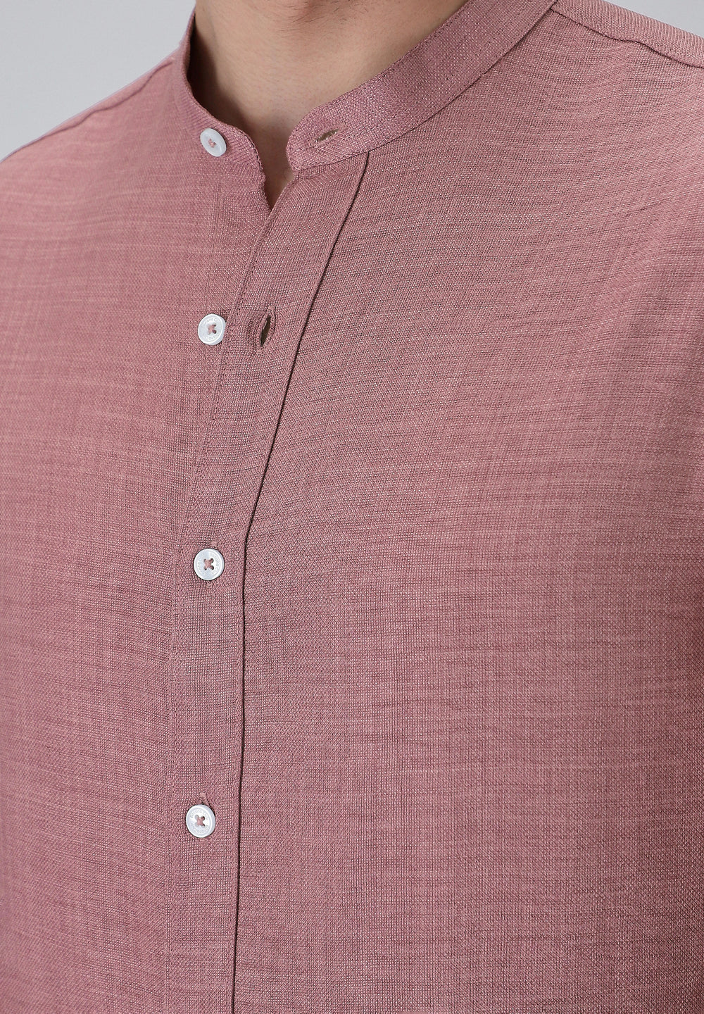 Mauve Pink Plain Mandarin Collar Shirt