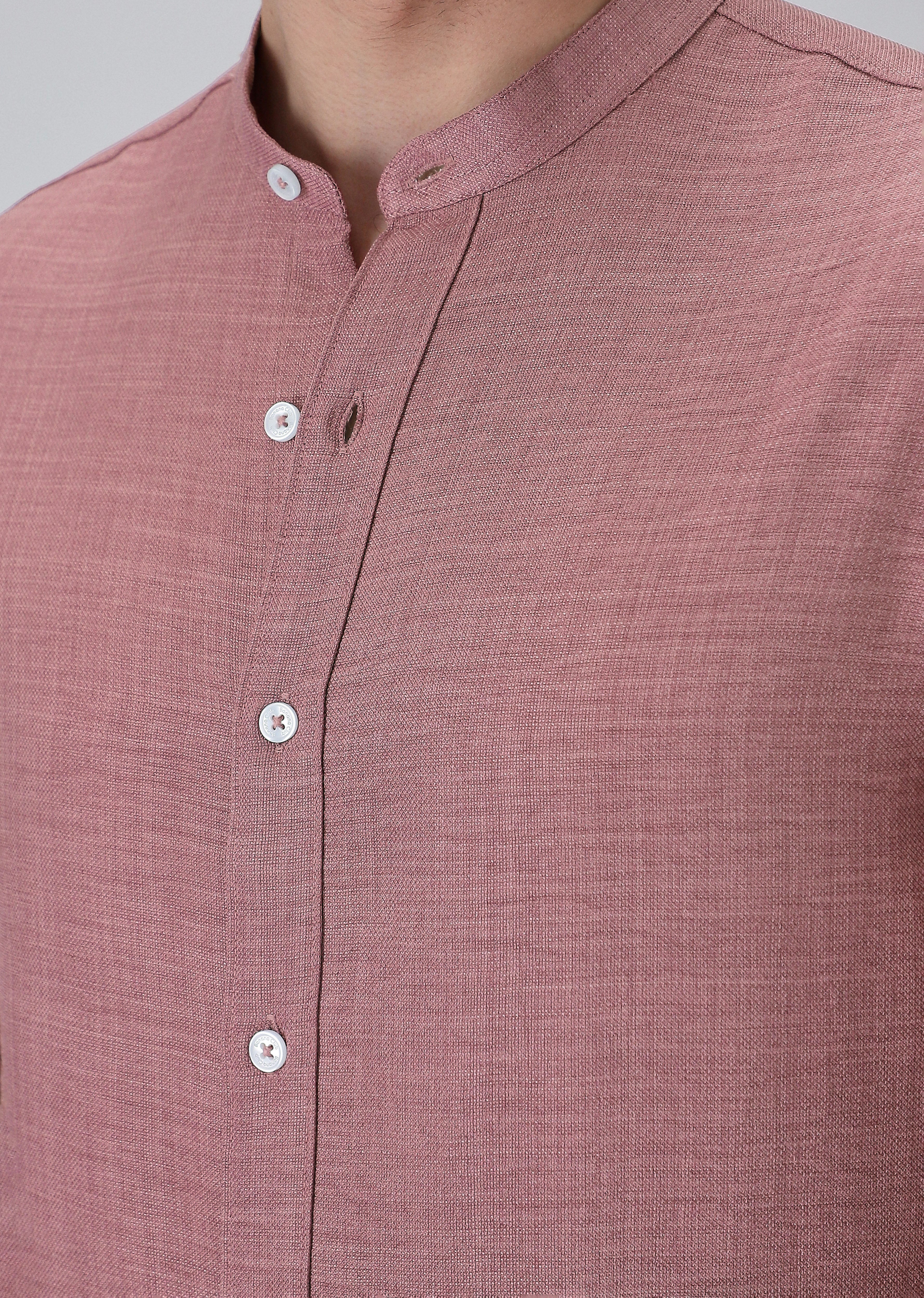 Mauve Pink Plain Mandarin Collar Shirt