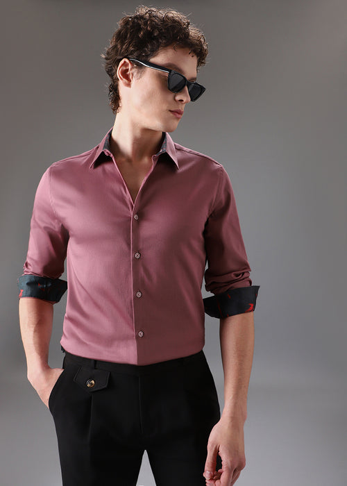 Mauve Pink Printed Cuff Shirt