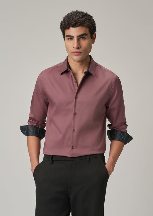 Mauve Pink Printed Cuff Shirt