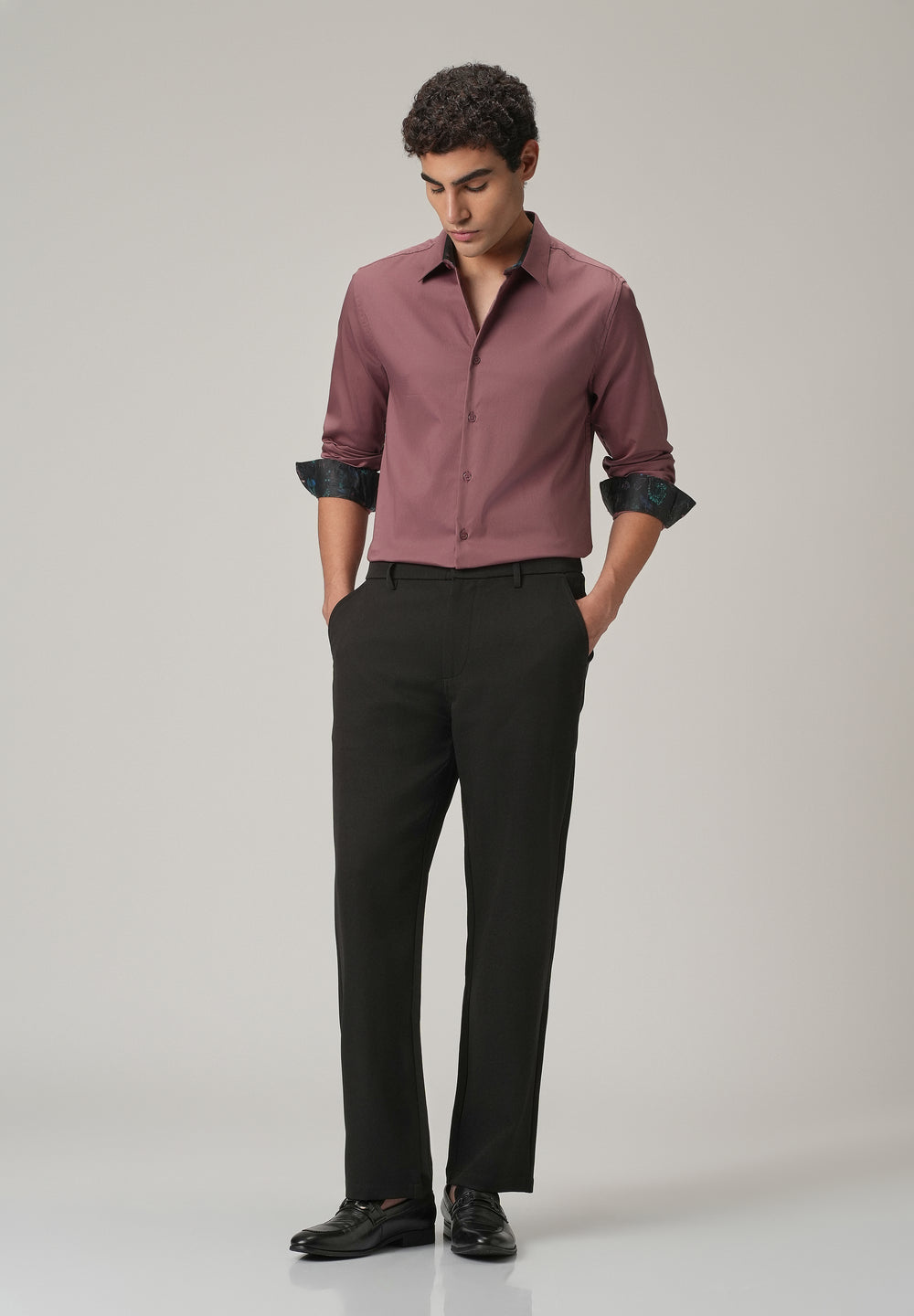 Mauve Pink Printed Cuff Shirt