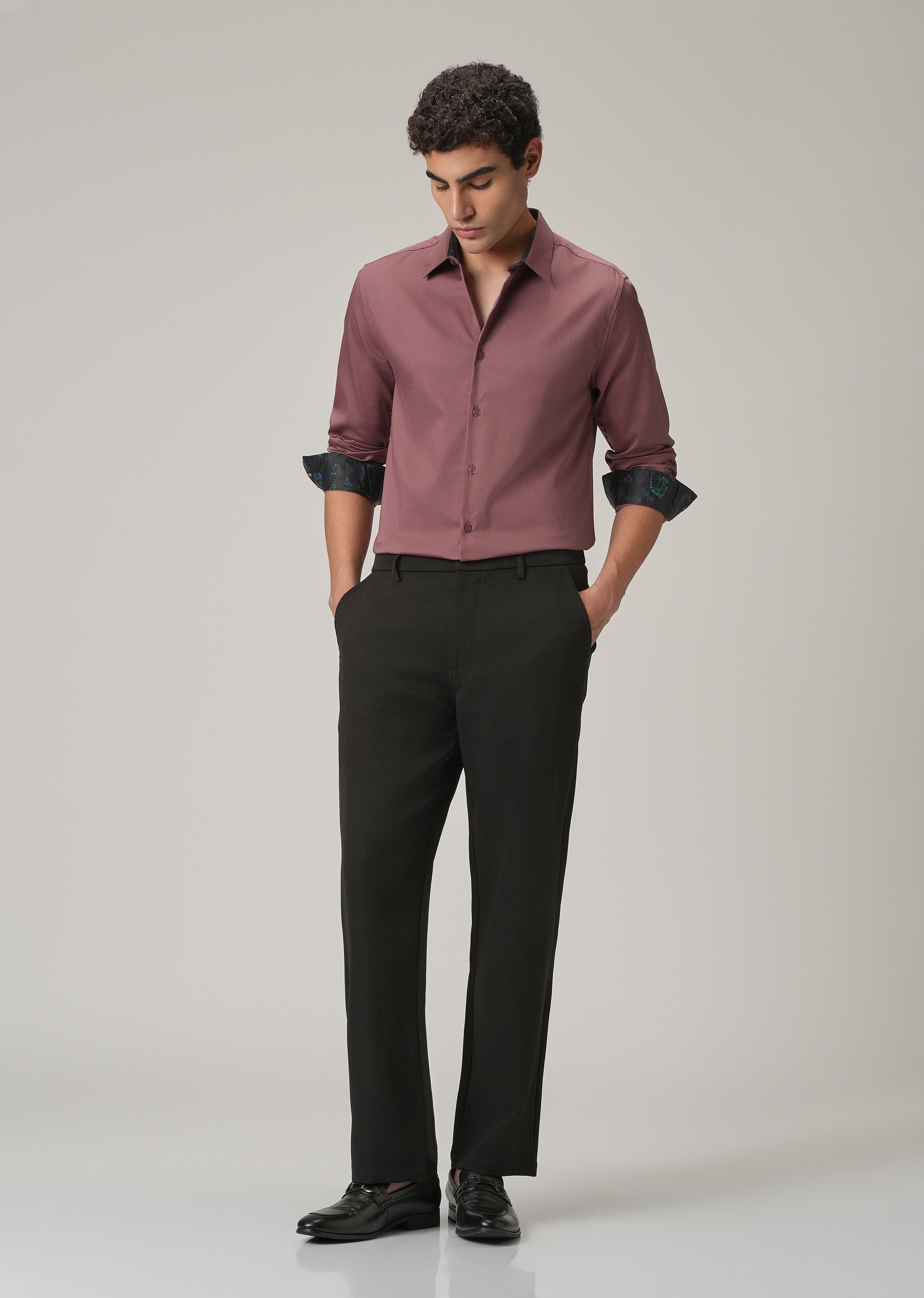 Mauve Pink Printed Cuff Shirt