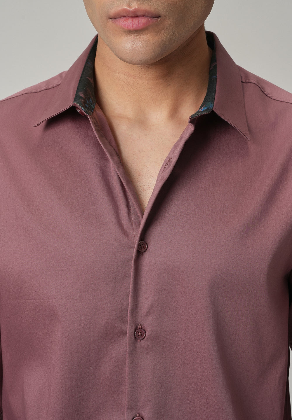 Mauve Pink Printed Cuff Shirt